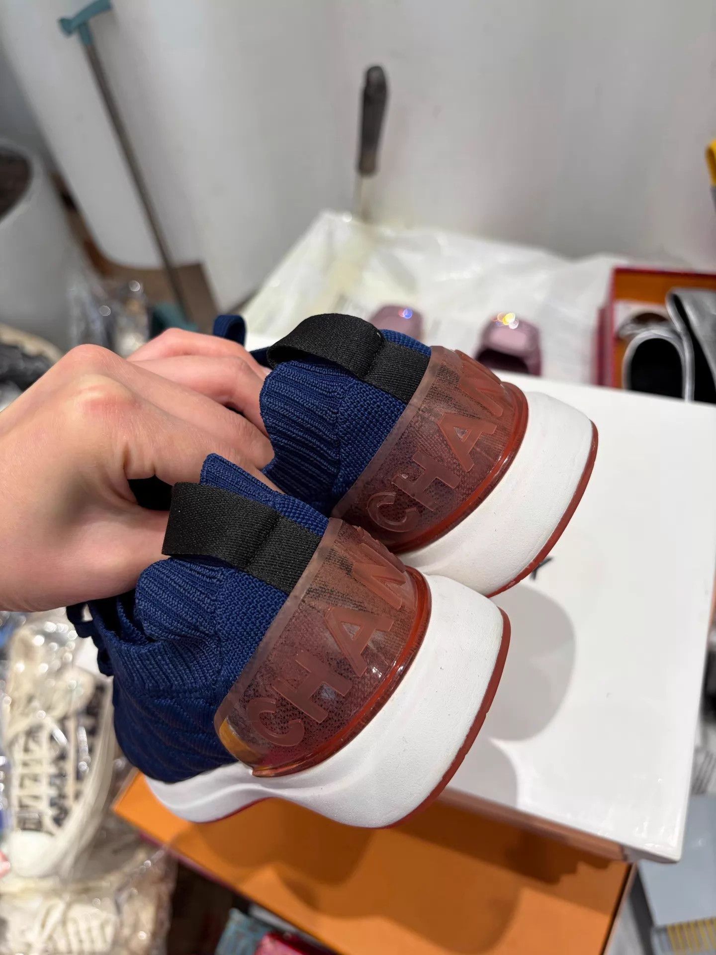 Chanel Chanel Blue Fabric Classic Sneaker 99 New 35 Size US 4.5 / IT 34.5 - 4 Thumbnail