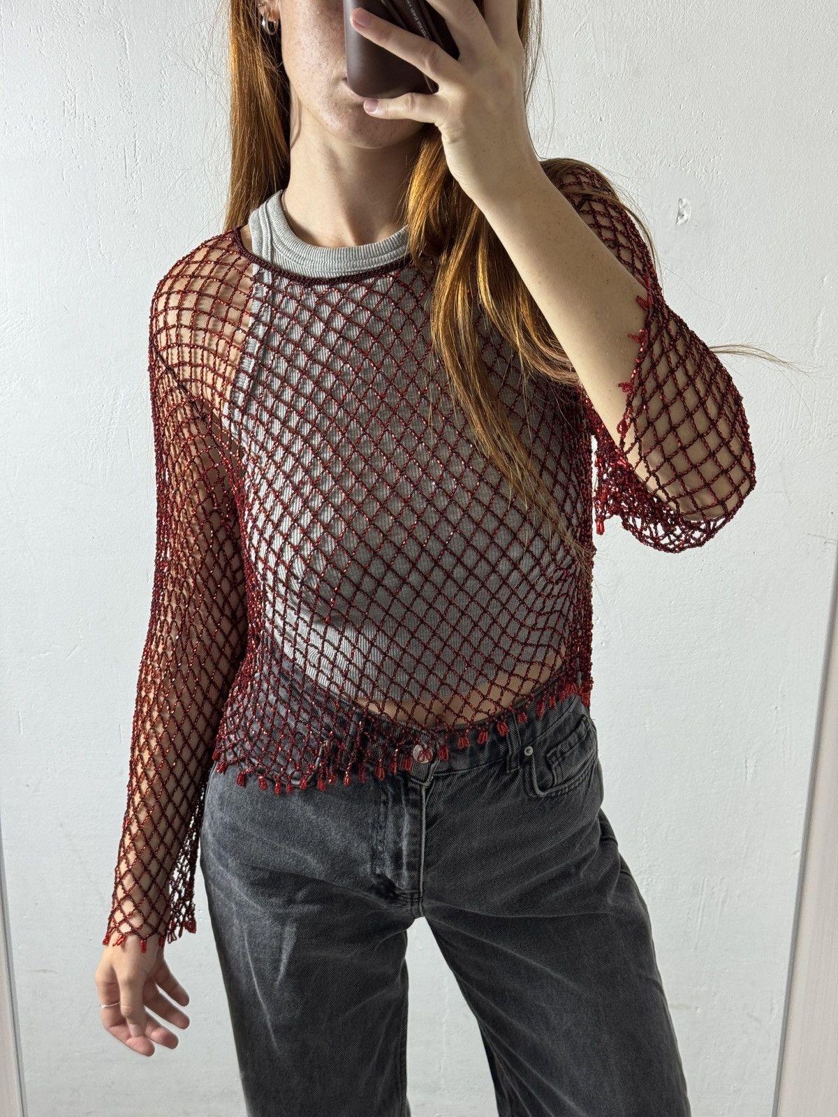 Other VINTAGE AVANT GARDE BEADS HANDMADE LONG SLEEVE Size S / US 4 / IT 40 - 1 Thumbnail