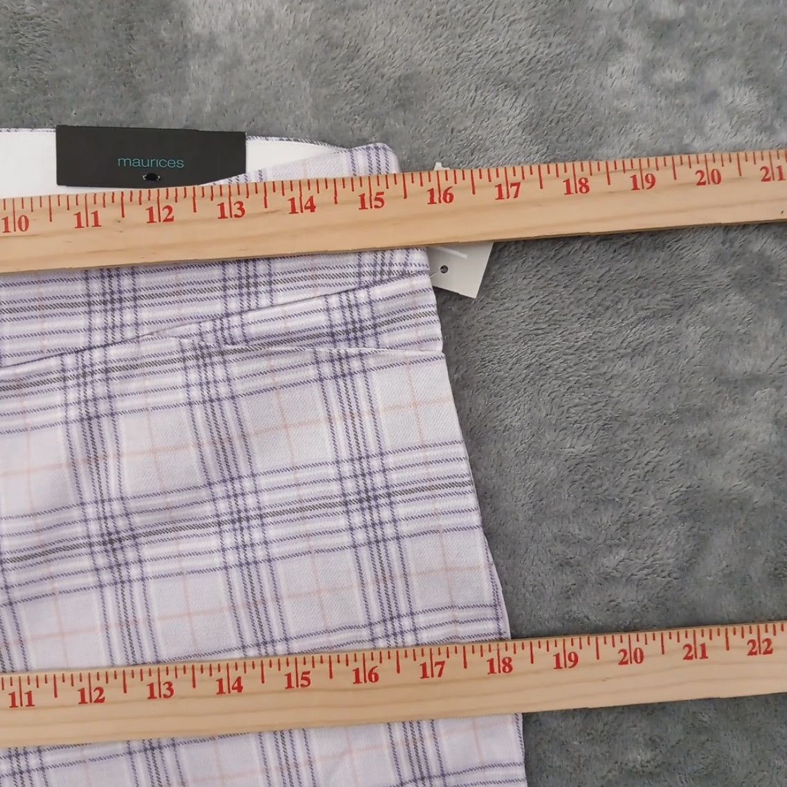Vintage Maurices Ankle Pants Womens Medium Purple Plaid Pull On Skinny 30x28 New Size 32" / US 10 / IT 46 - 2 Thumbnail