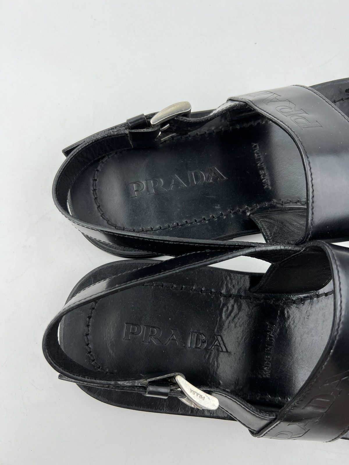 Prada PRADA MILANO Sandals Leather Shoes Straps Logo Black Men’s Size US 9 / EU 42 - 18 Thumbnail