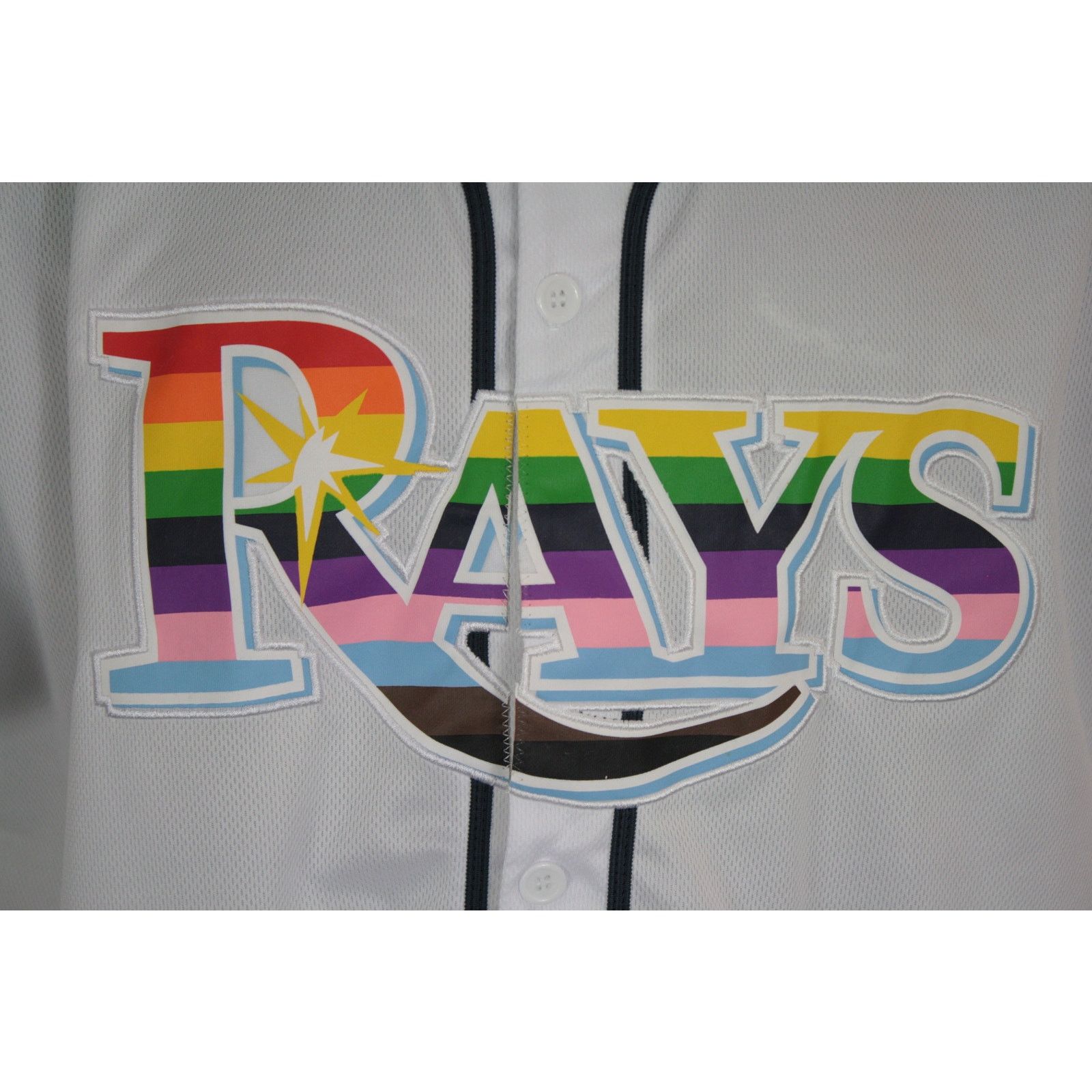 MLB Tampa Bay Rays Gay Pride Rainbow Promotional White Jersey Size US XL / EU 56 / 4 - 2 Thumbnail
