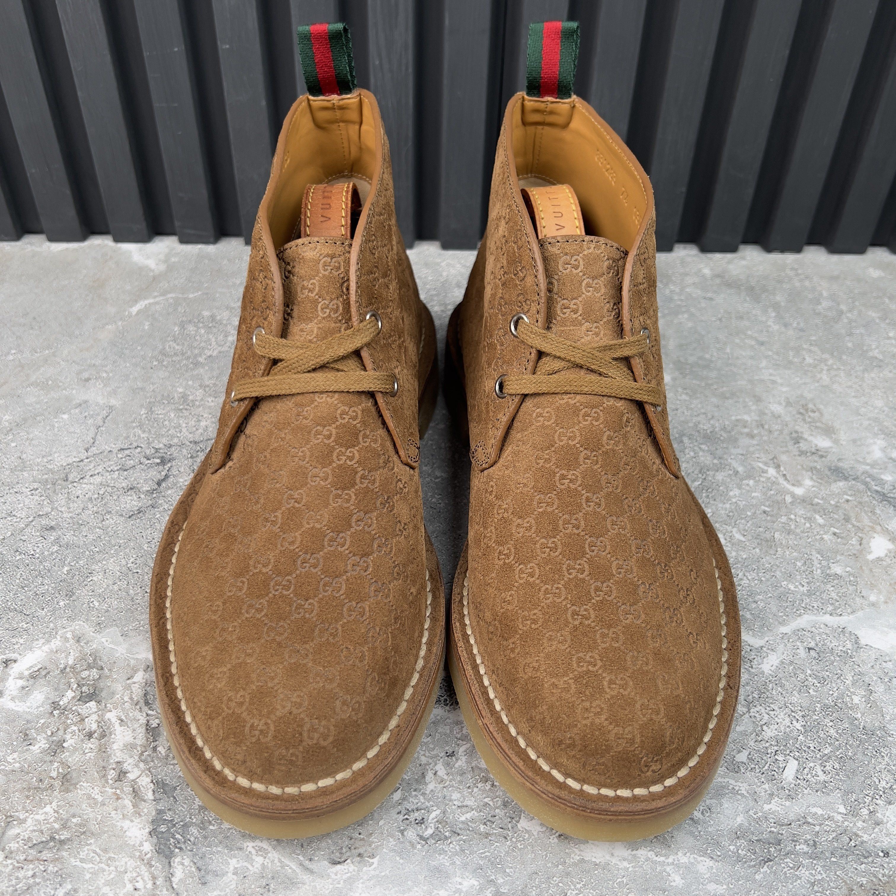 Gucci NEW Moreau Web GG Signature Desert Boots Camel Brown Suede Size US 8 / EU 41 - 3 Thumbnail
