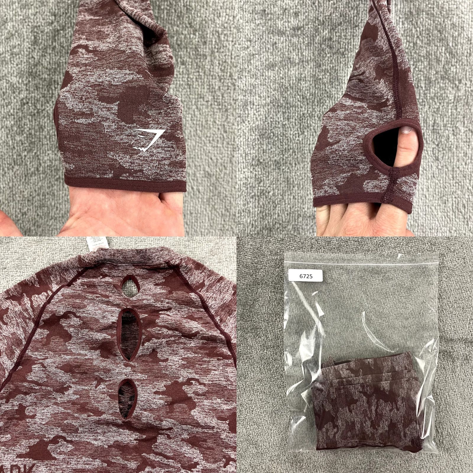 Gymshark GYMSHARK Top Womens Large Cropped Red Adapt Camo Seamless Gym Train Long Sleeve Shirt Size L / US 10 / IT 46 - 8 Thumbnail