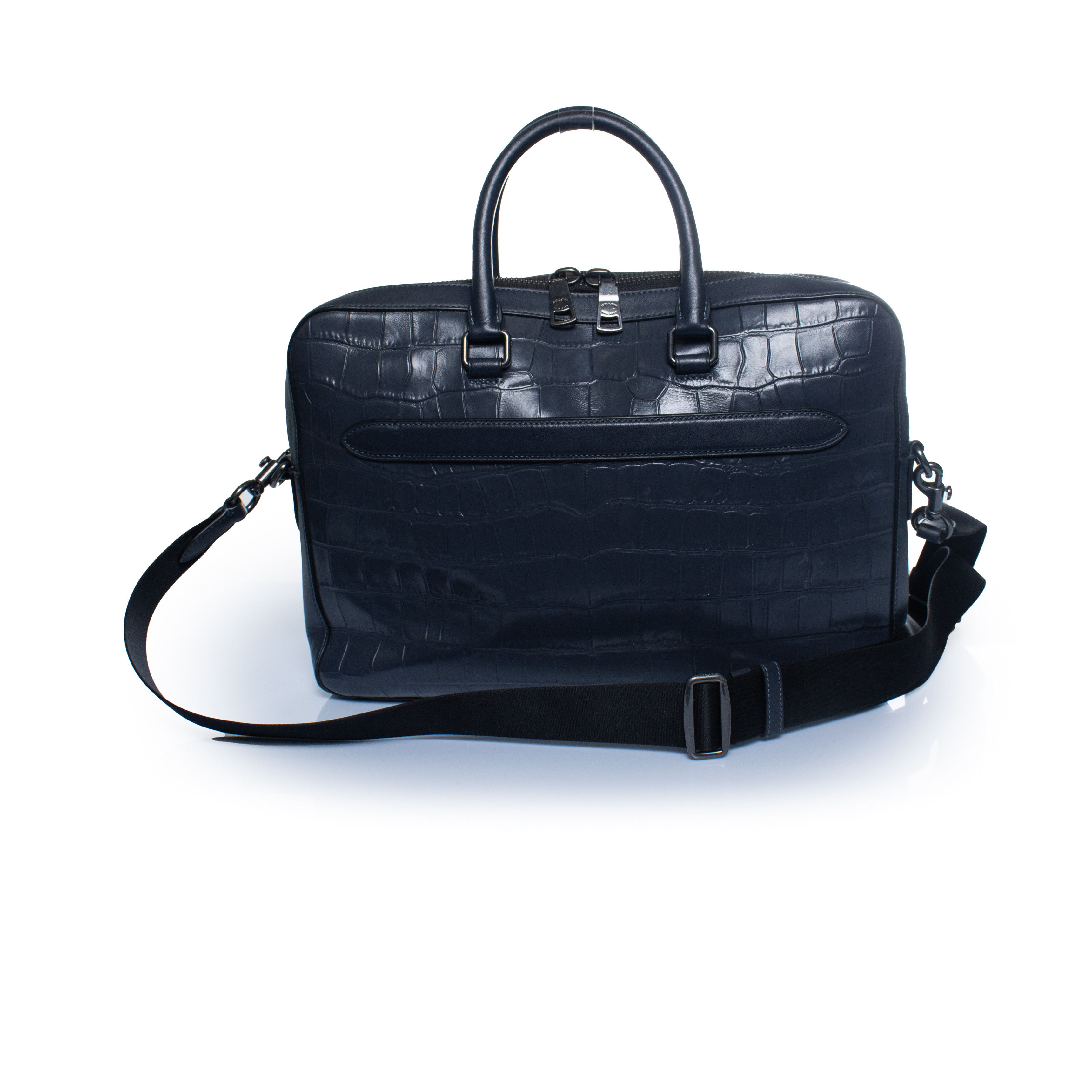 Coach Coach, croc embossed laptop bag in blue Size ONE SIZE - 5 Thumbnail