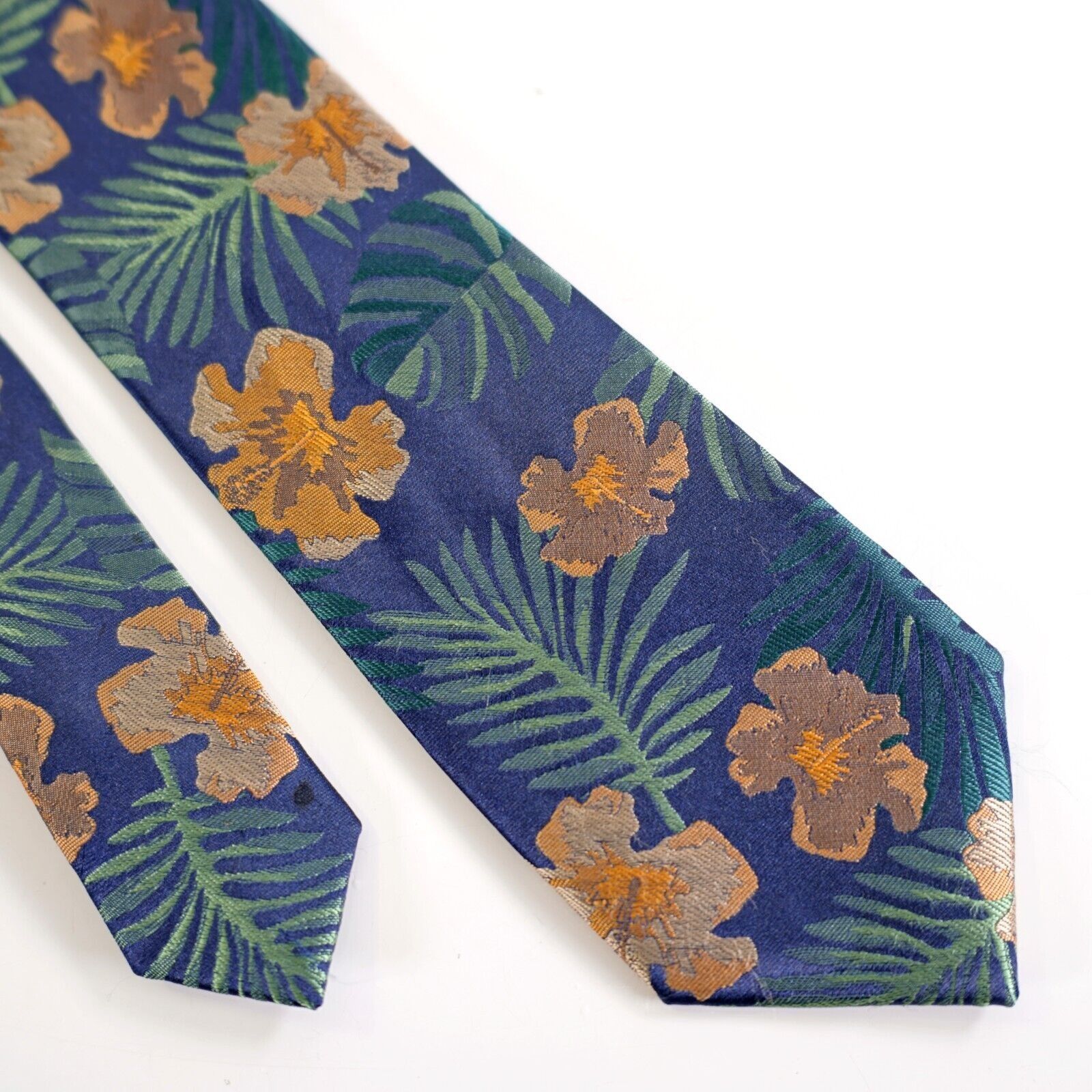 Bar III Bar III Blue Floral Woven Skinny Silk Blend Tie Size ONE SIZE - 1 Thumbnail