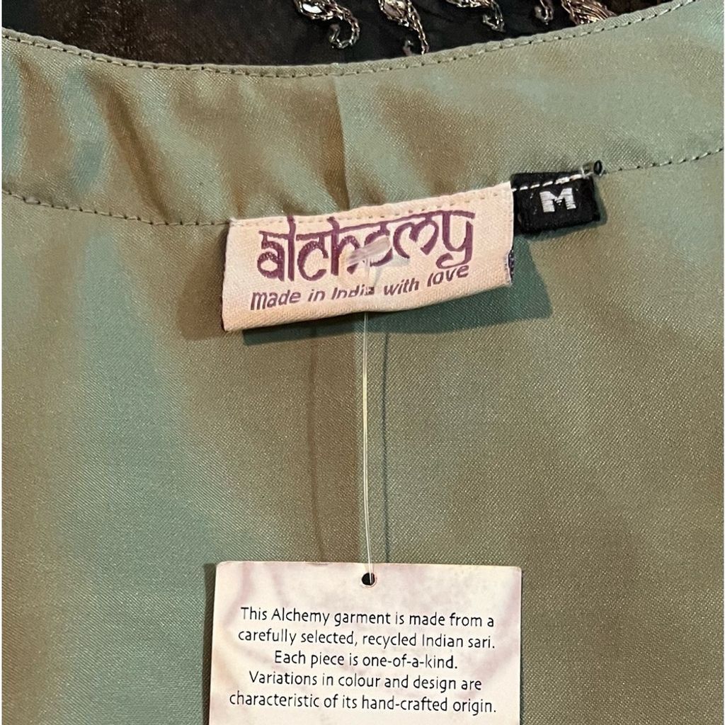 Alchemy Equipment ALCHEMY Gold/Sequin Embroidered Sari Fabric Blouse Medium Size M / US 6-8 / IT 42-44 - 6 Thumbnail