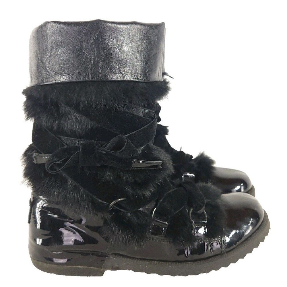 Sonia Rykiel Sonia Rykiel Patent Leather Fur Boots US 7 EU 37 Womens Bla Size US 7 / IT 37 - 3 Thumbnail