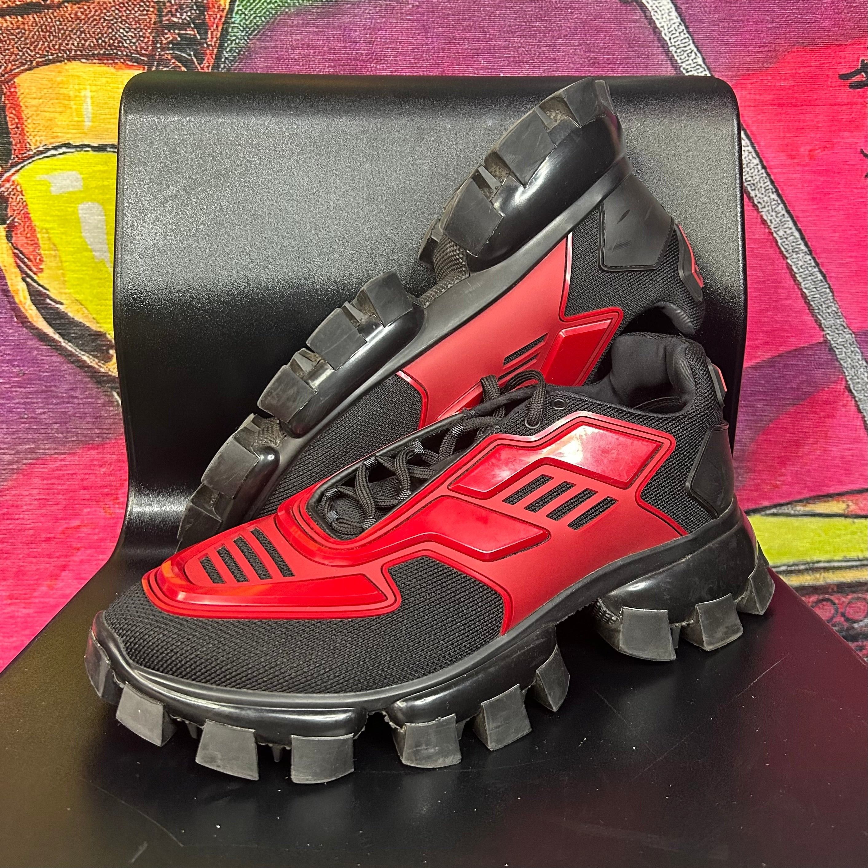 Prada Cloudbust Thunder Knit Sneakers Scarlet Size 10.5