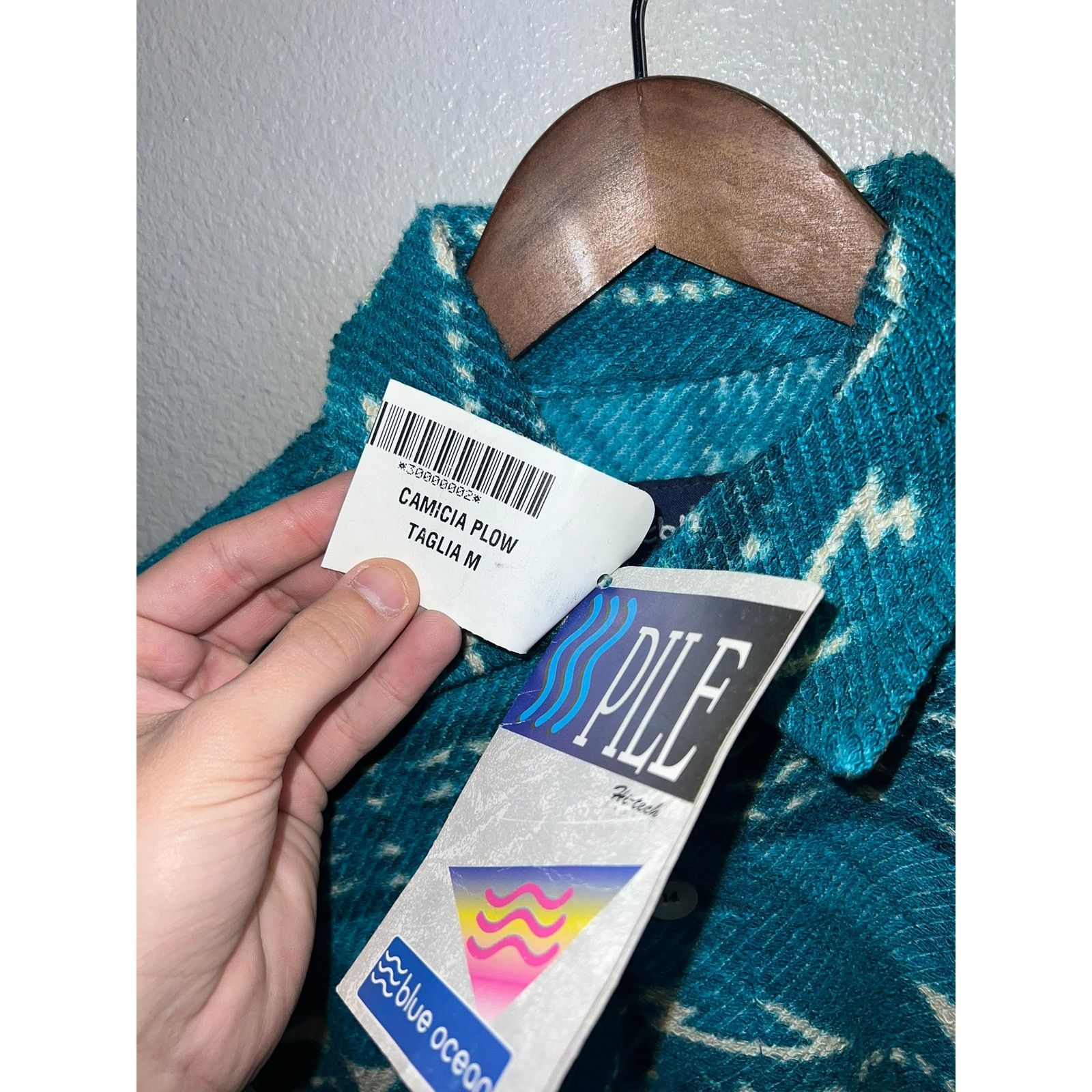 Vintage Blue Ocean Button Up Shirt Jacket Shacket Pile Hi-Tech NWT M Size US M / EU 48-50 / 2 - 7 Thumbnail