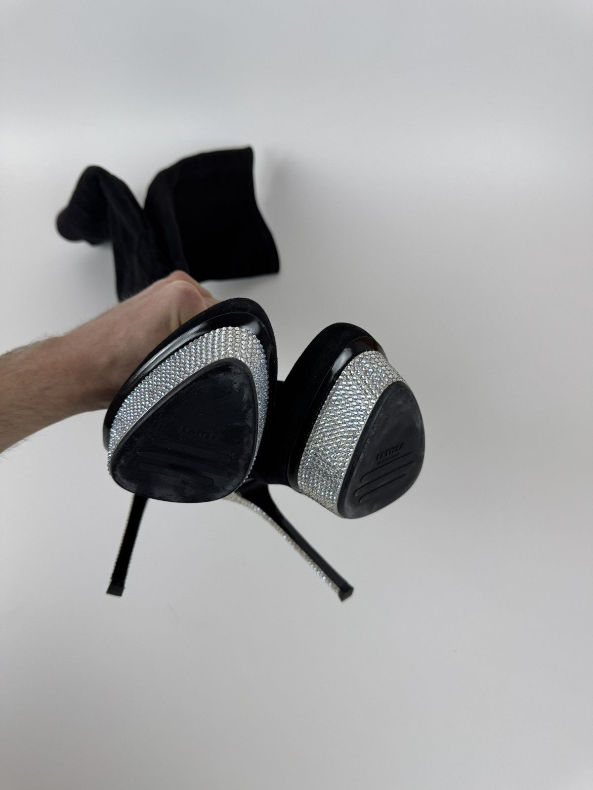 Le Silla LE SILLA HIGH HEEL BLACK SUEDE OVER THE KNEE Crystal BOOTs Size US 10 / IT 40 - 11 Thumbnail