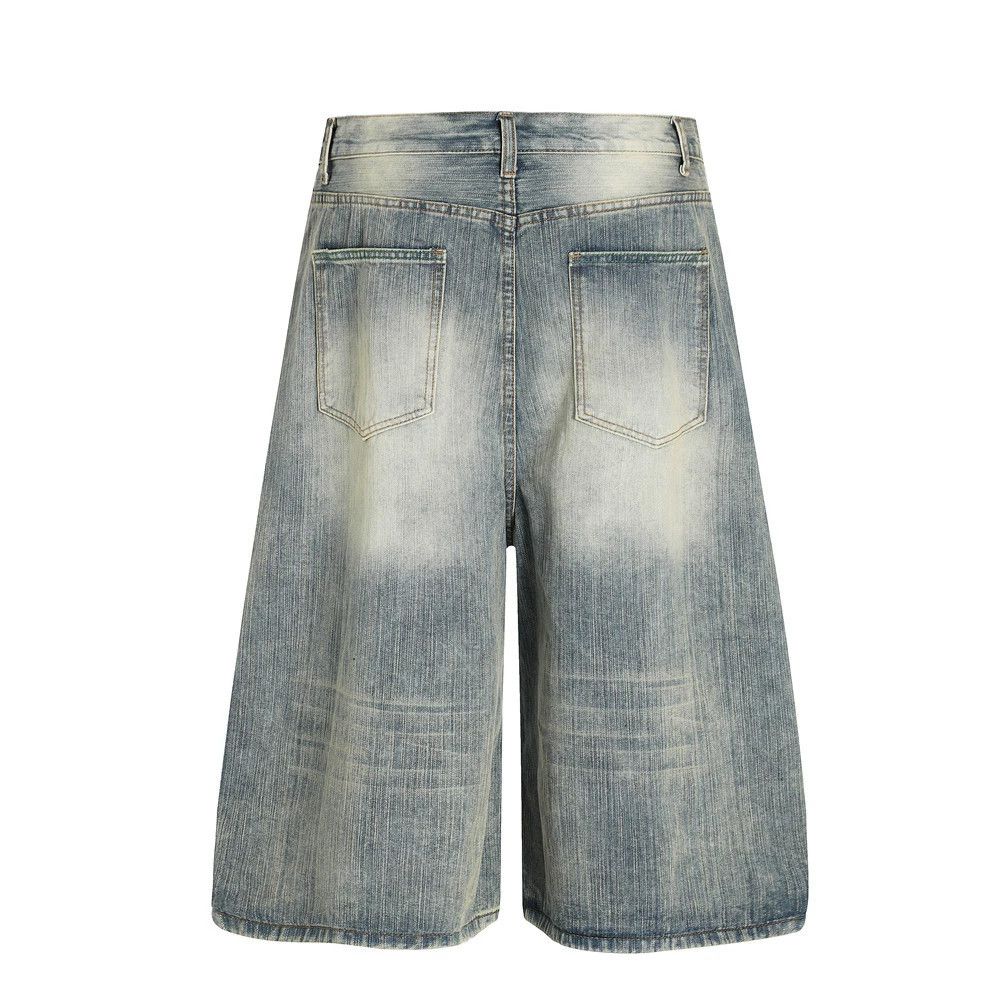 Jean Men's street loose casual distressed washed denim shorts Size US 32 / EU 48 - 2 Thumbnail
