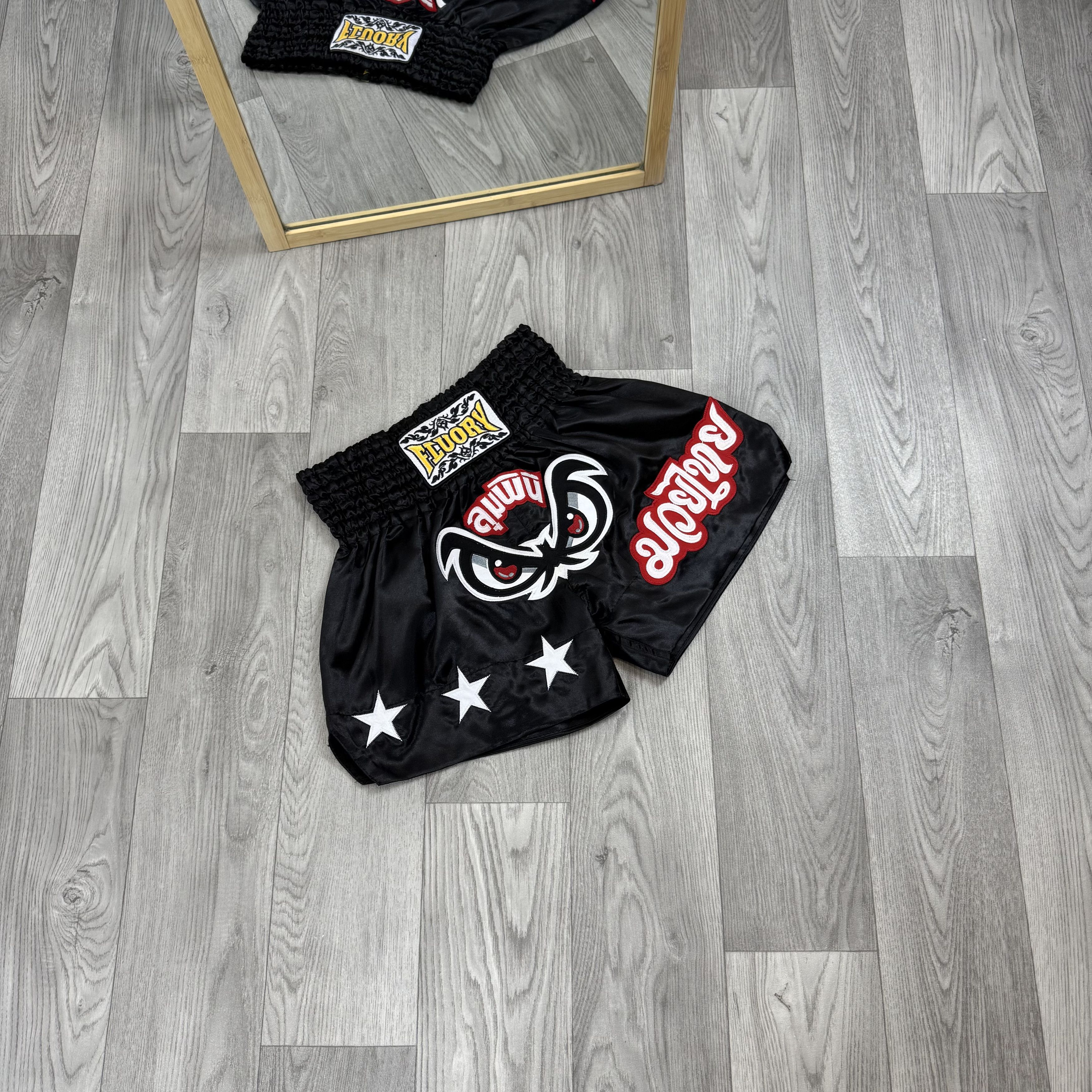 Vintage Vintage Fluory Bad Eyes Muay Thai Kickboxing Black Shorts Size US 30 / EU 46 - 4 Thumbnail