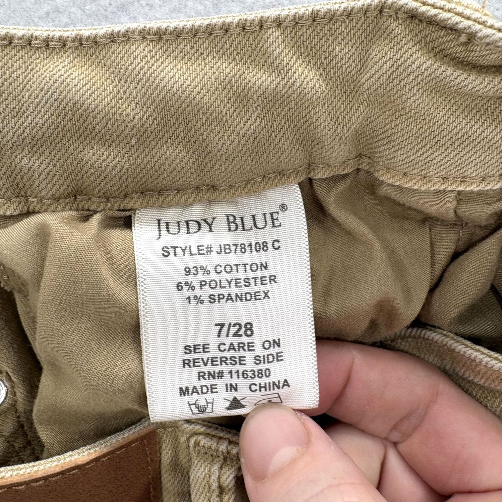 Vintage Judy Blue Jeans Womens Cropped Khaki Garment Dyed Straight Leg Stretch 28in Inseam 7/28 Casual Denim Pants Womens Jeans Size 28" / US 6 / IT 42 - 5 Thumbnail