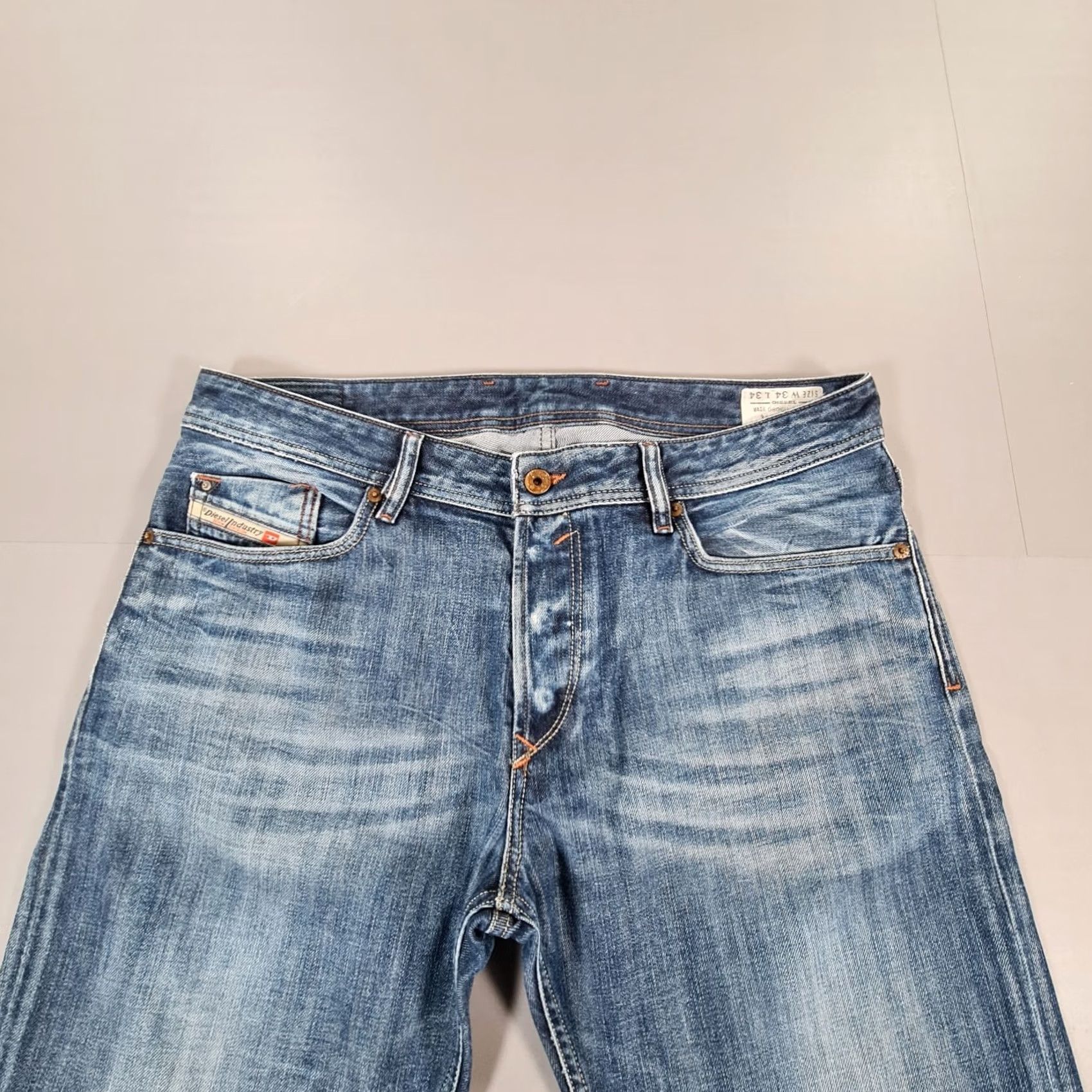 Diesel Diesel Jeans Blue Waykee Regular Straight Distressed Denim W34 L34 Button Fly 5-Pocket Mens Size US 34 / EU 50 - 2 Thumbnail