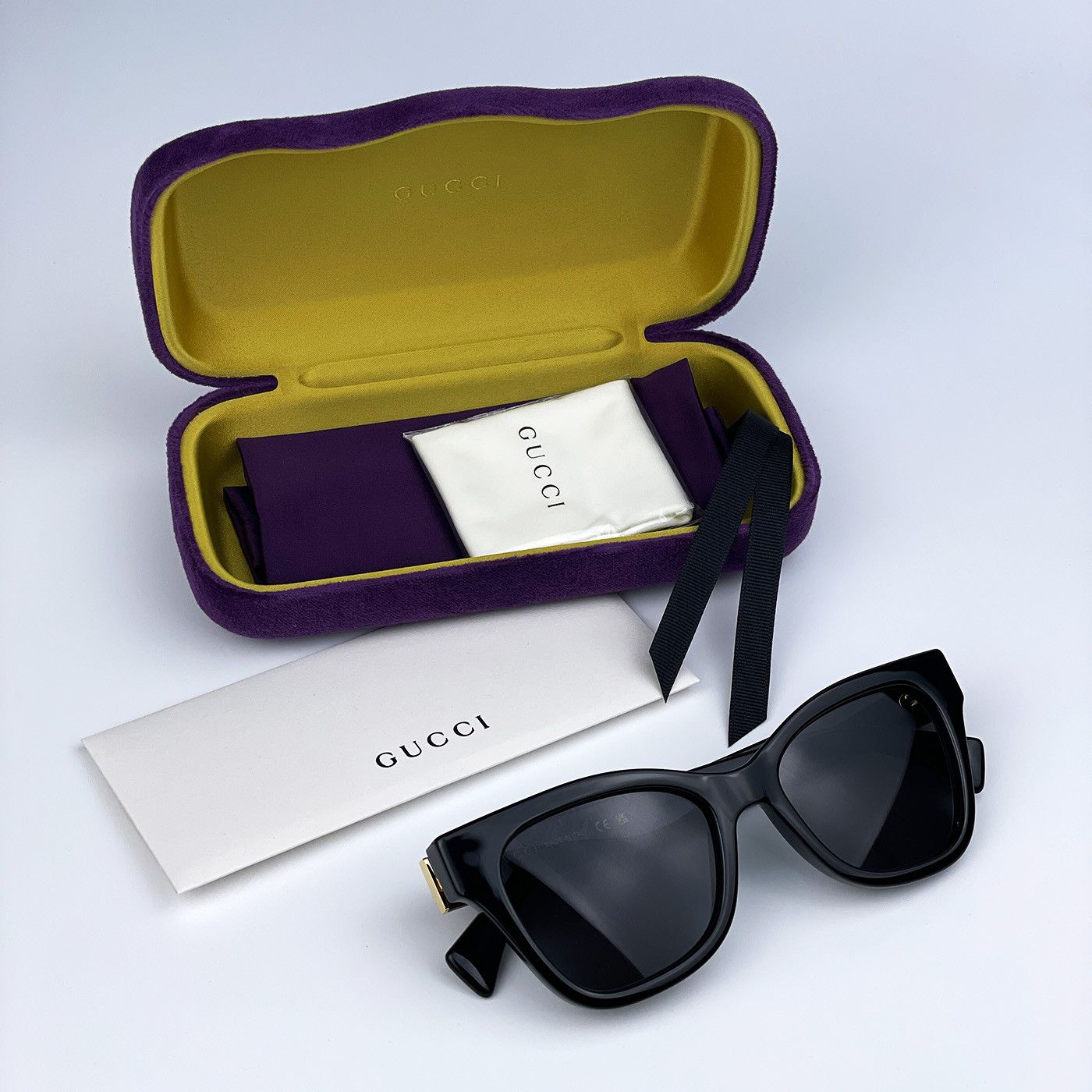 Gucci NEW Gucci GG1133S 001 Black Grey Cat Eye Women Sunglasses Size ONE SIZE - 12 Thumbnail