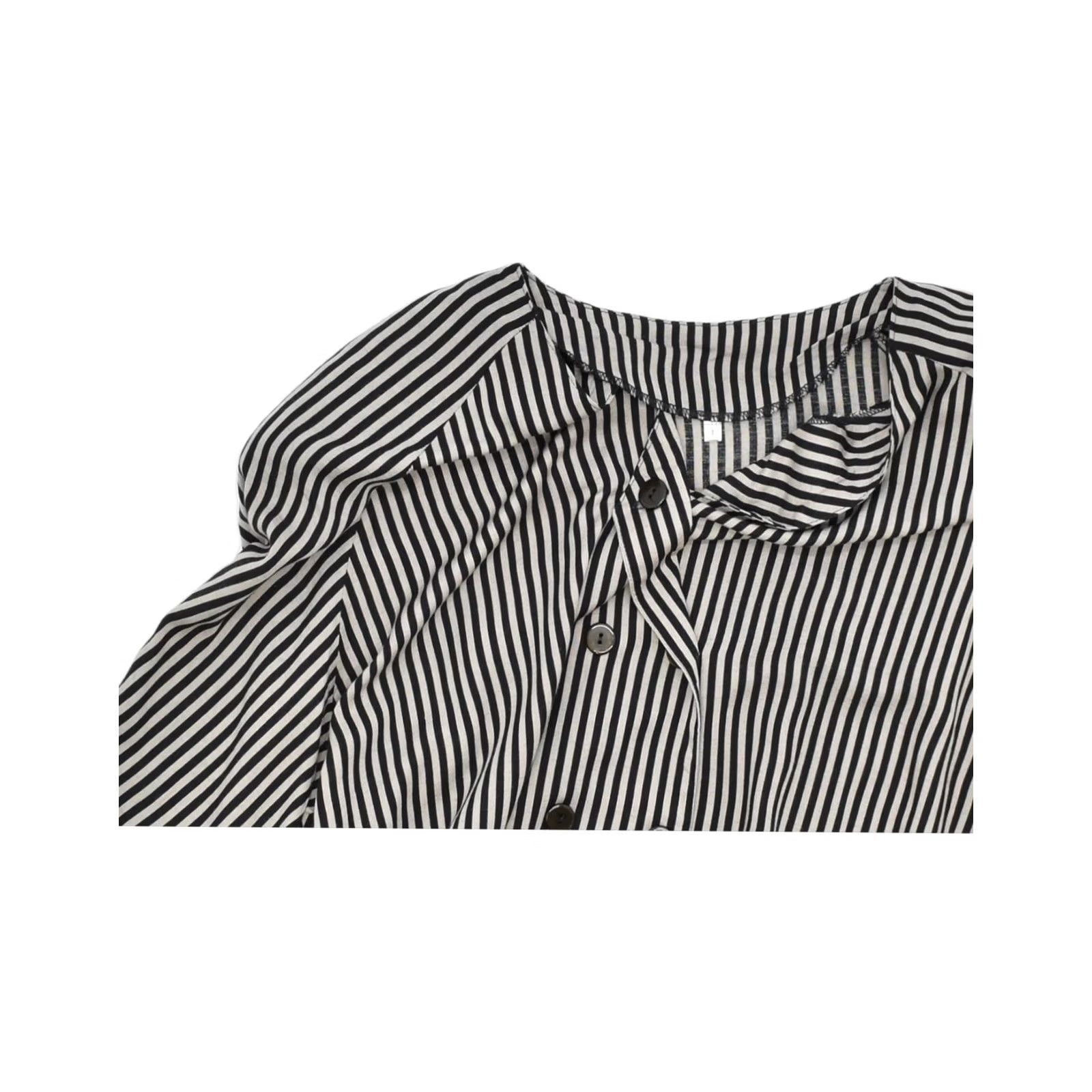 Vintage VINTAGE Womens Shirt Blouse Grey Striped Viscose 2XL UK 20 Short Sleeve Size XXL / US 16-18 / IT 52-54 - 3 Thumbnail