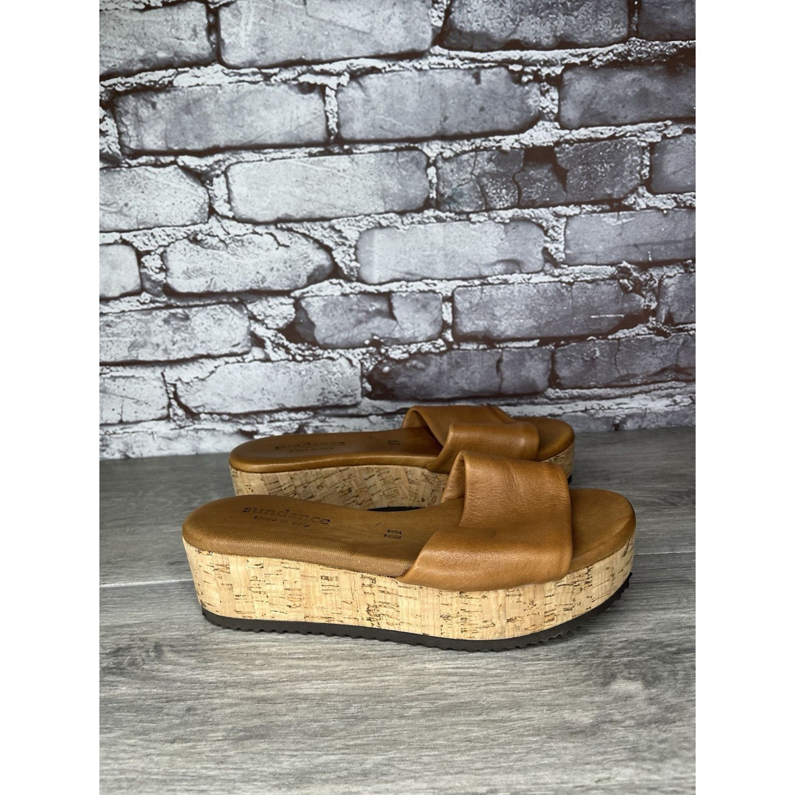 Sundae School Sundance Brown Leather Tan Wedge Cork Platform Sandals Slide Size US 6 / IT 36 - 4 Thumbnail