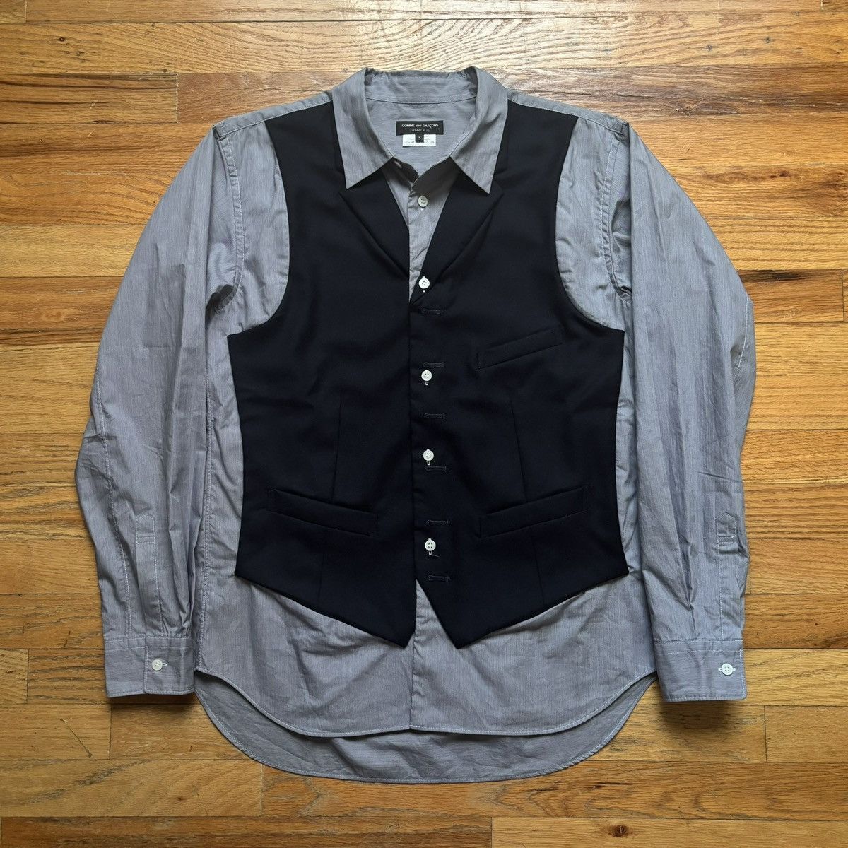 Comme des Garcons Homme Plus SS2009 Waistcoat Reconstructed Button-Up Shirt Size US S / EU 44-46 / 1 - 1 Thumbnail