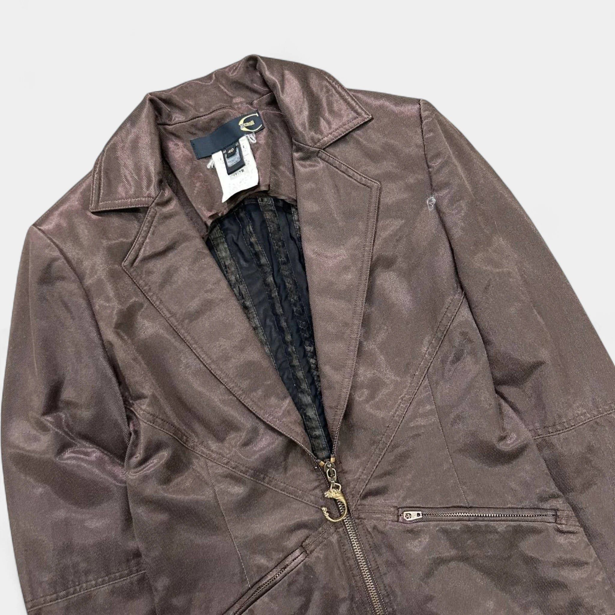 Just Cavalli Just Cavalli 2000s Shiny Nylon Blazer Jacket Size S / US 4 / IT 40 - 2 Thumbnail