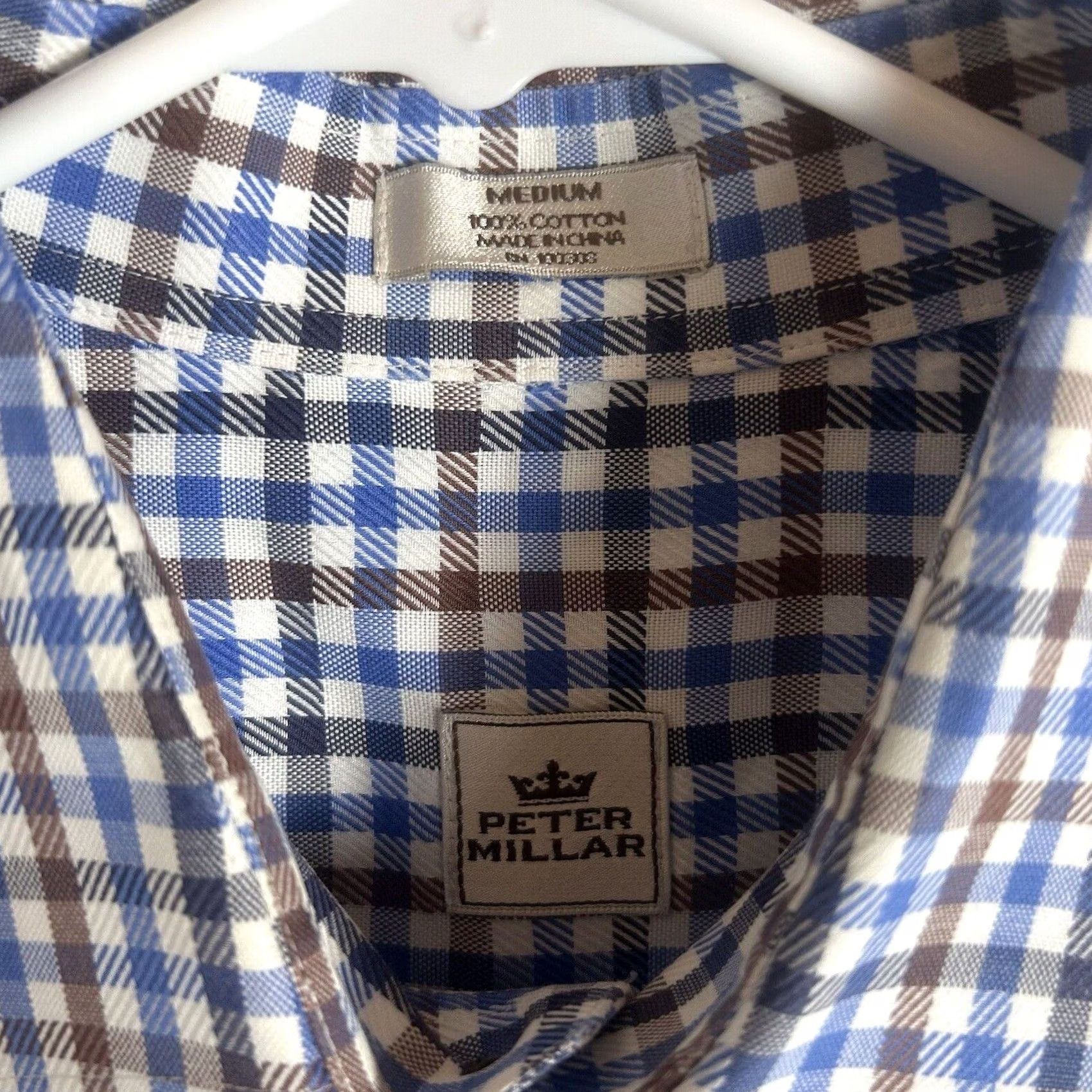 Peter Millar Peter Millar Blue Gingham Check Mens Shirt Size Medium Long Sleeve Cotton Button-Up Size US M / EU 48-50 / 2 - 3 Thumbnail