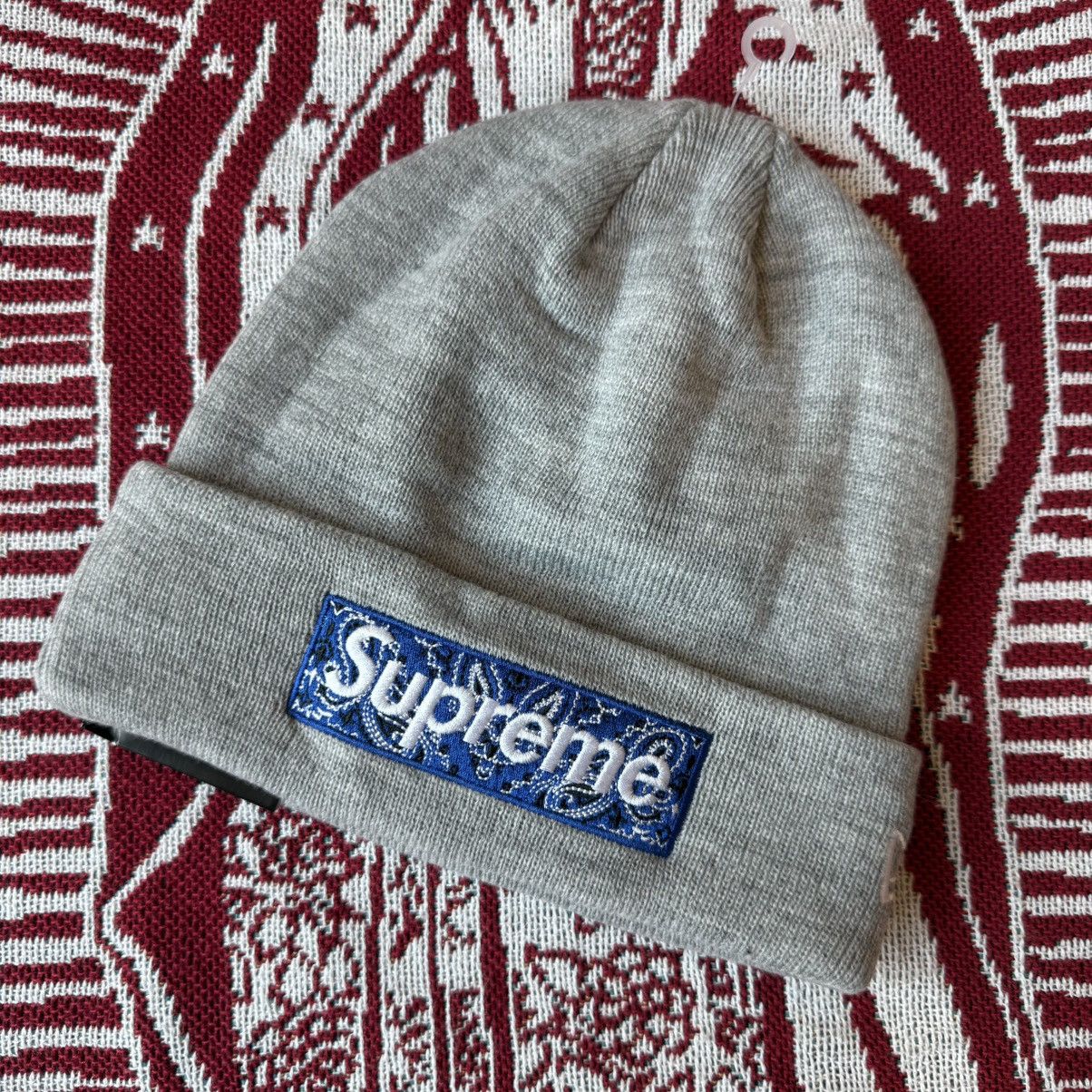 Supreme x New Era FW19 Bandana Box Logo Light Blue store Beanie