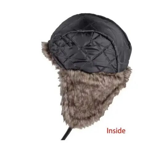 Other Russian Style Black Faux Leather Fur Winter Hat Size ONE SIZE - 4 Thumbnail