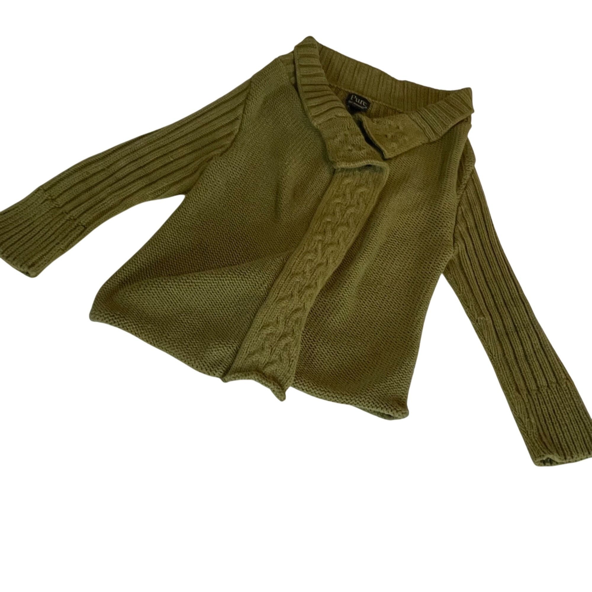 Other Pure Olive Green Knit Cardigan Sweater S/m Handknit Ribbed S Size S / US 4 / IT 40 - 2 Thumbnail