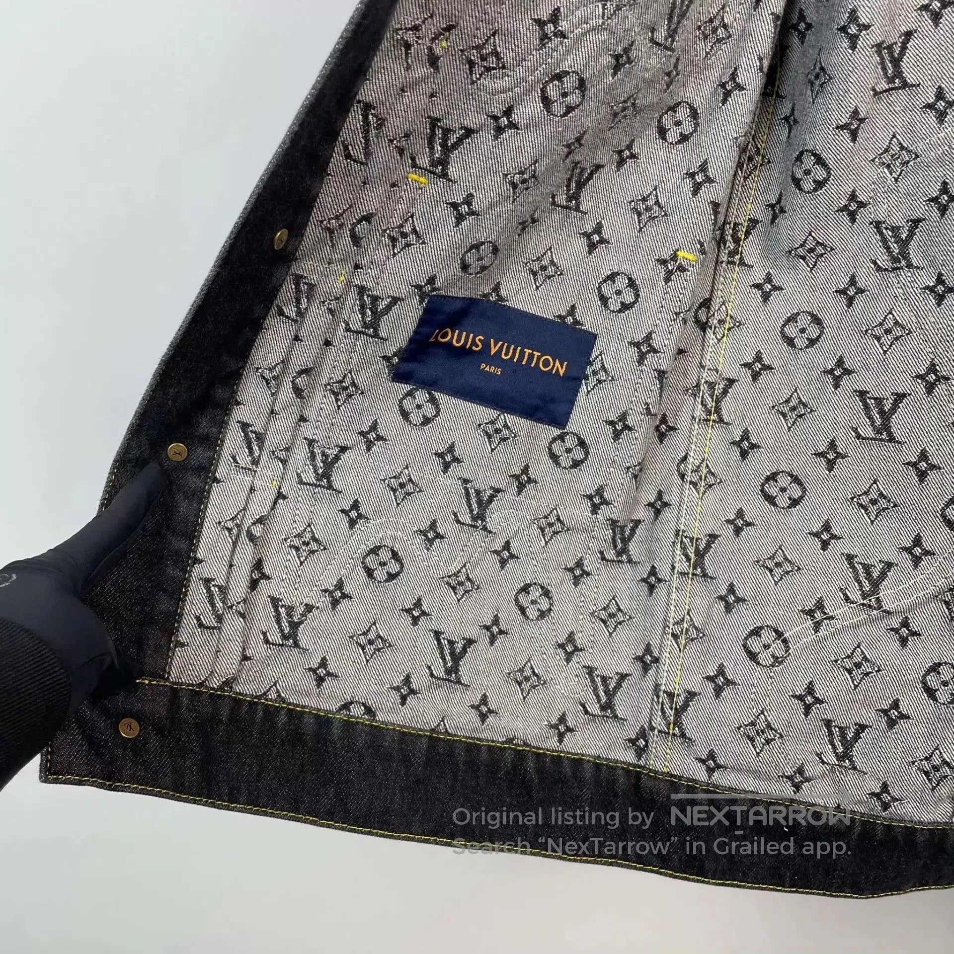 Louis Vuitton Black Denim Jacket with Pattern Details Size S. Size US S / EU 44-46 / 1 - 7 Thumbnail