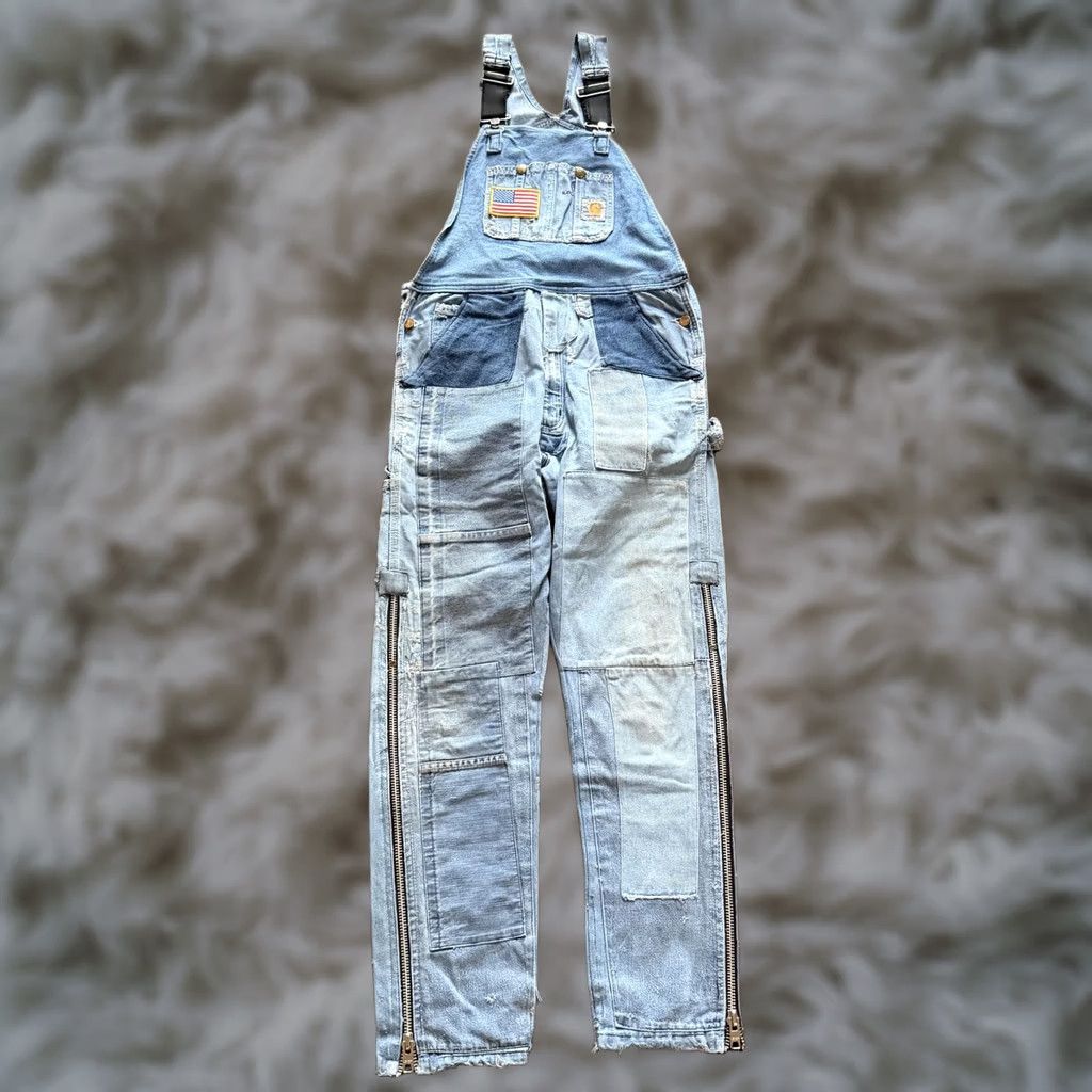 Carhartt VINTAGE Carhartt Denim Bib Overalls 34x32 Blue Distressed Rienforced Workwear Size US 34 / EU 50 - 1 Thumbnail