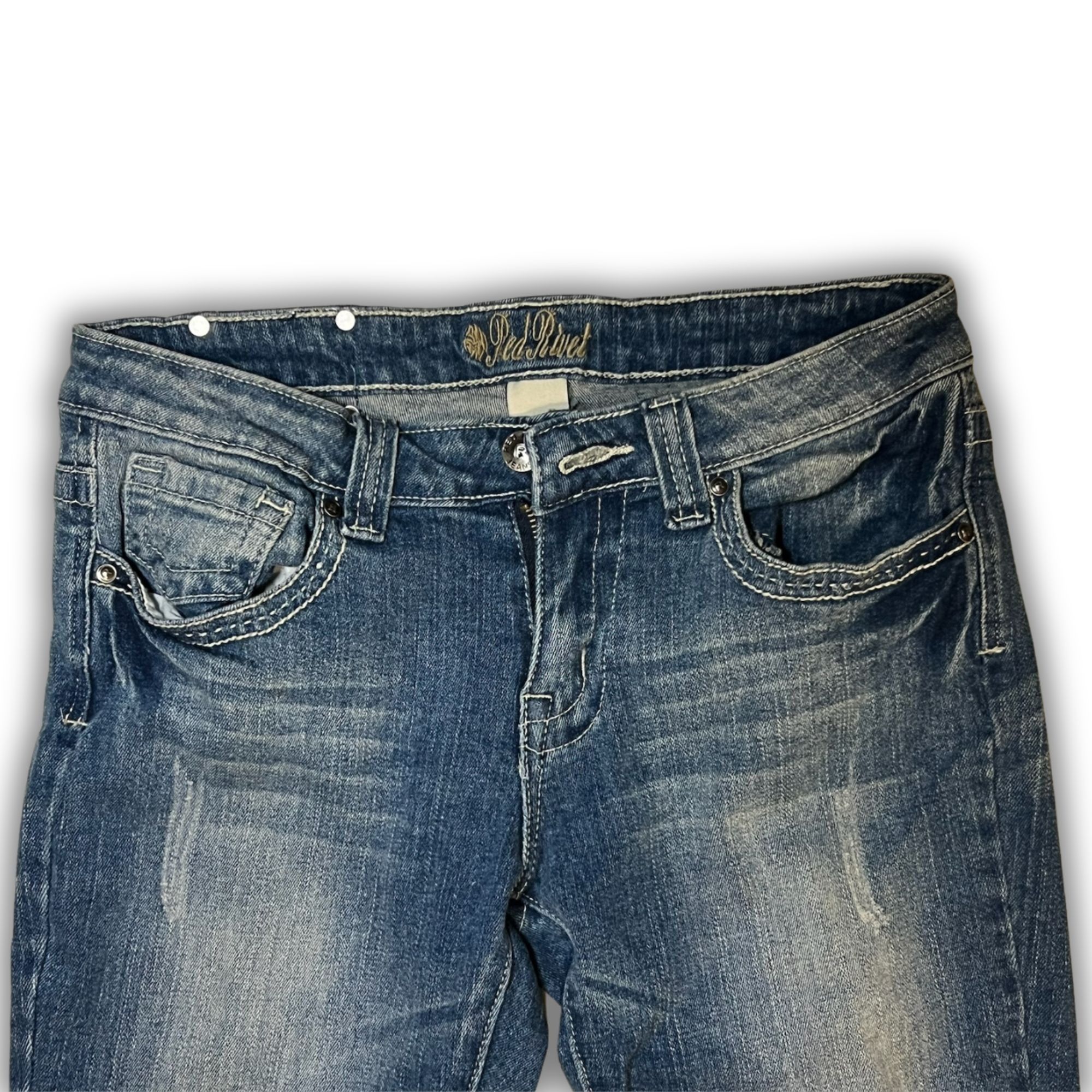Other Red Rivet Womens Distressed Straight-Leg Jeans Size 7 Blue D Size 31" - 6 Thumbnail