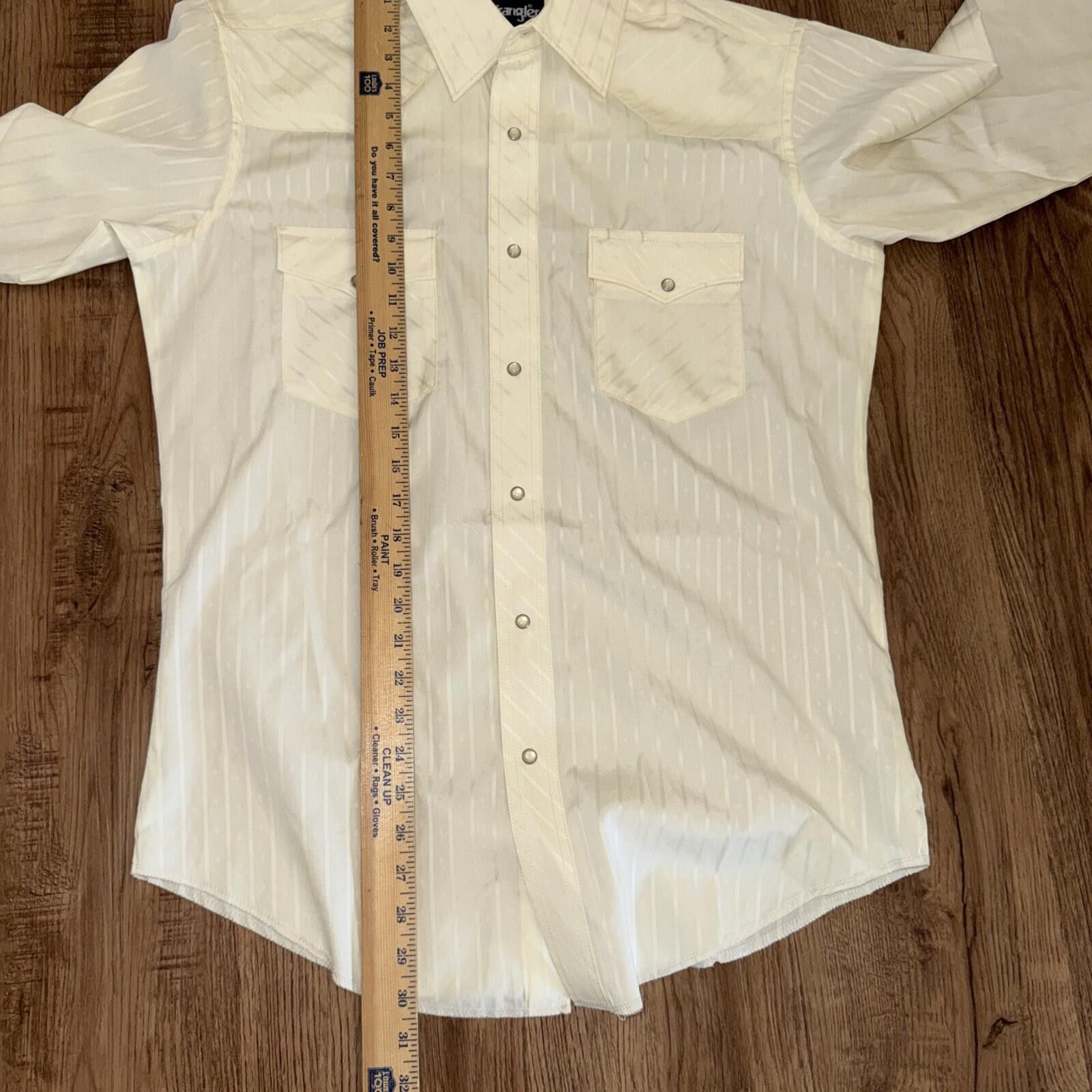Wrangler Wrangler Men’s M Dobby Stripe Pearl Snap Western Shirt Cream Size US M / EU 48-50 / 2 - 7 Thumbnail