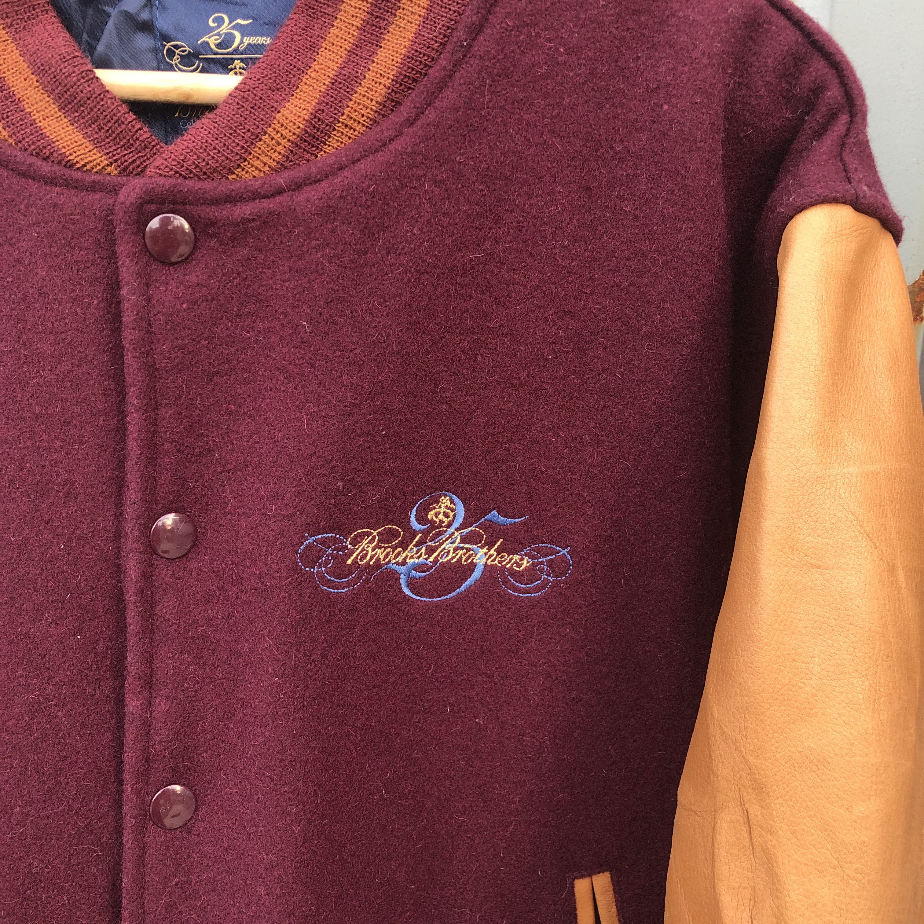 Brooks Brothers Brooks Brothers Cow Leather Sleeve Varsity Jacket Size US S / EU 44-46 / 1 - 6 Thumbnail