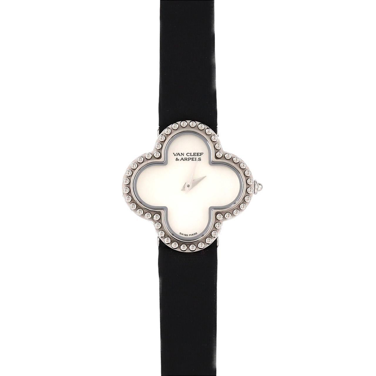 Van Cleef & Arpels Van Cleef & Arpels Alhambra White Gold Quartz Precious Metal Quartz 336574/Vcard21600 Duty Free For Usa in Black, Women's