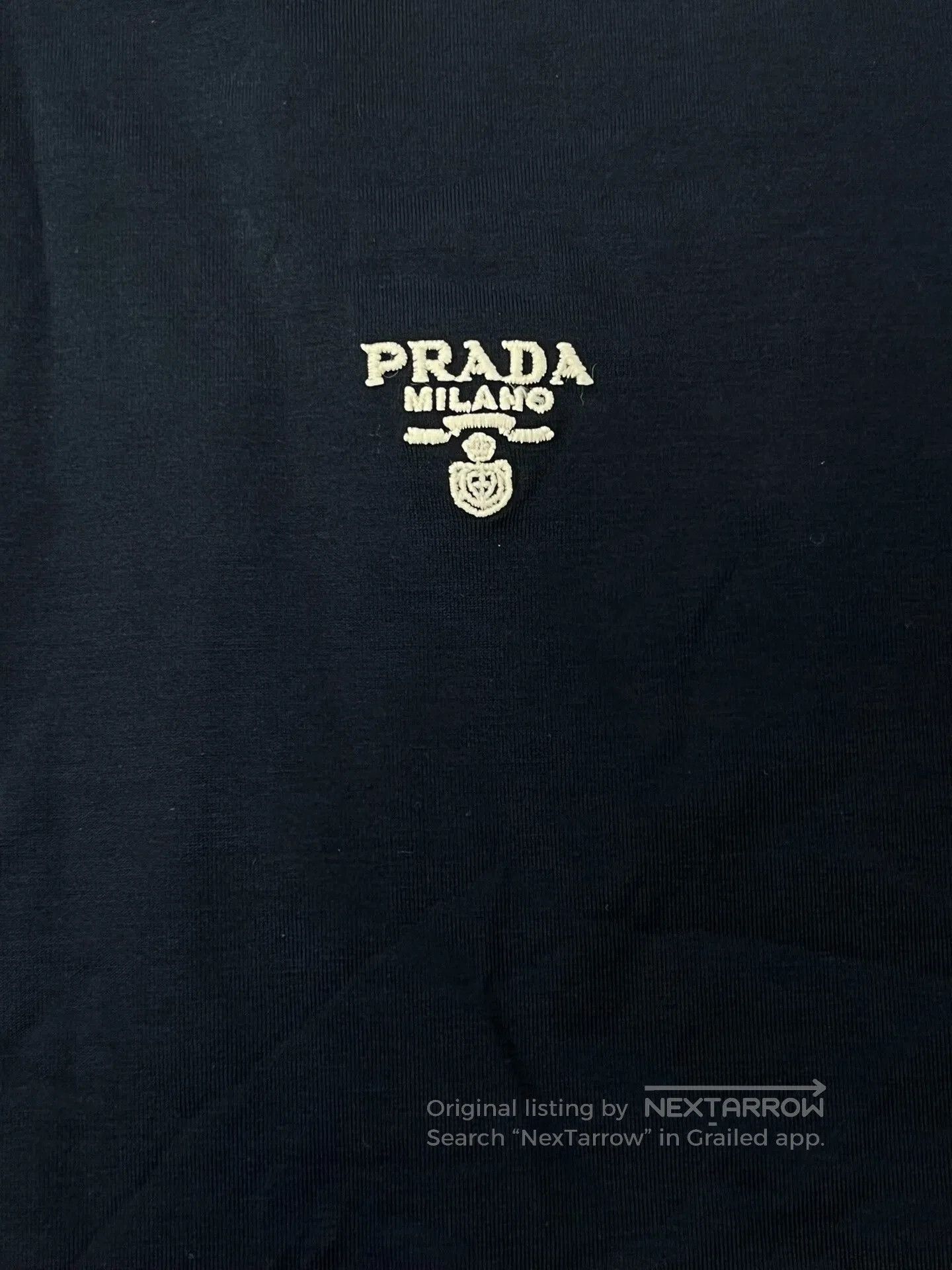 Prada Prada Men's Solid Cotton Embroidered Logo T-Shirt. Size US S / EU 44-46 / 1 - 3 Thumbnail