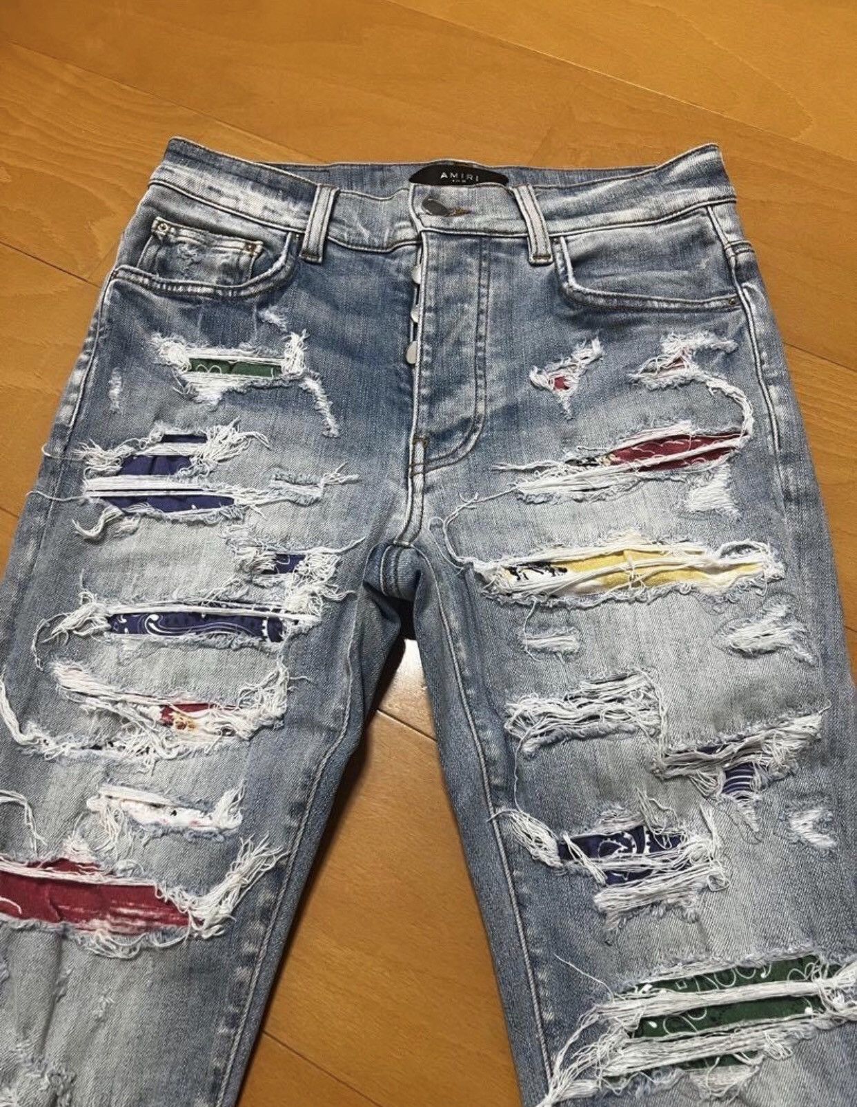 Amiri Amiri genuine rainbow multi-element splicing jeans 2412- Size US 29 - 3 Thumbnail