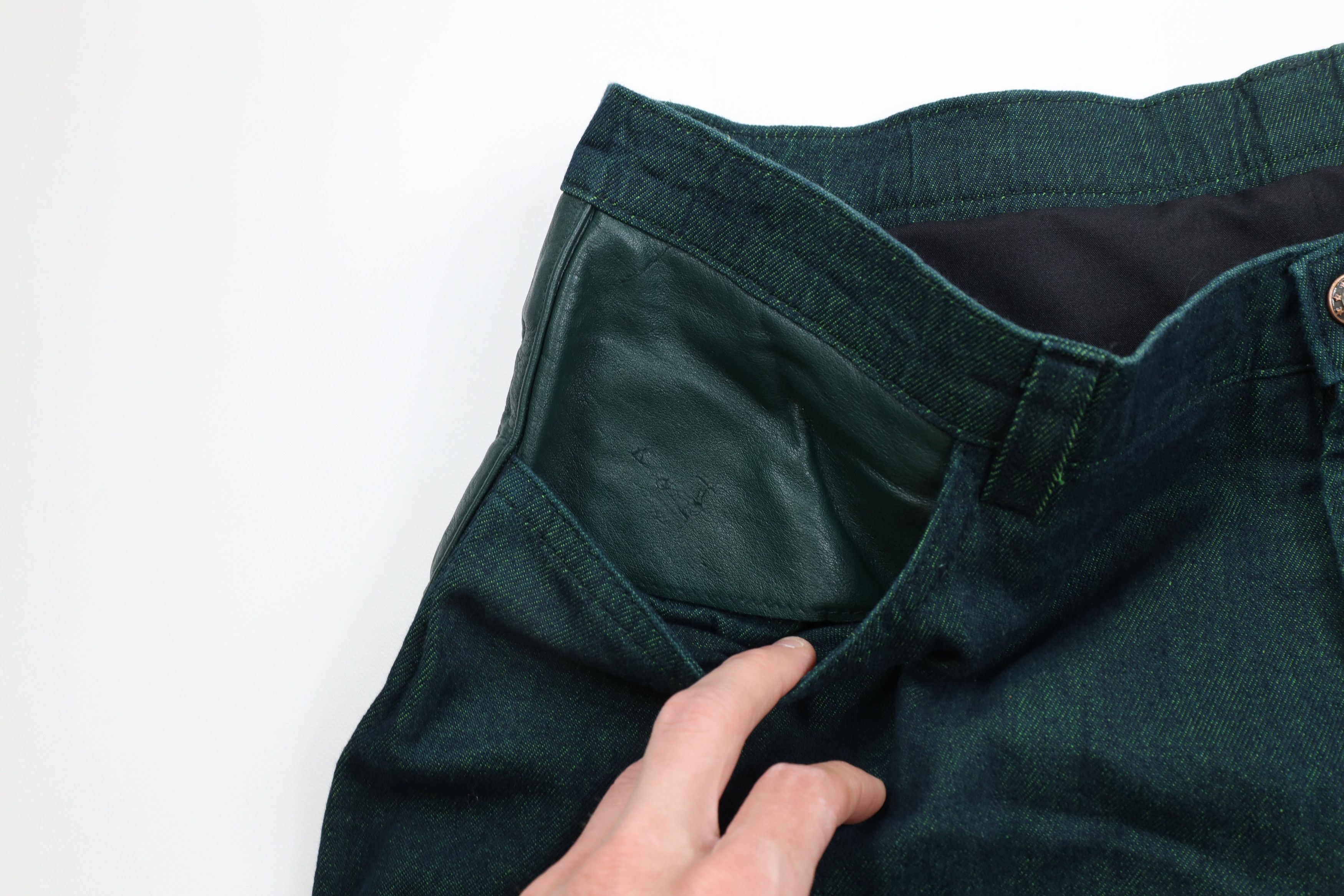 Vintage Vintage 90s Streetwear Trim Wide Leg Denim Jeans Green Size US 38 / EU 54 - 6 Thumbnail