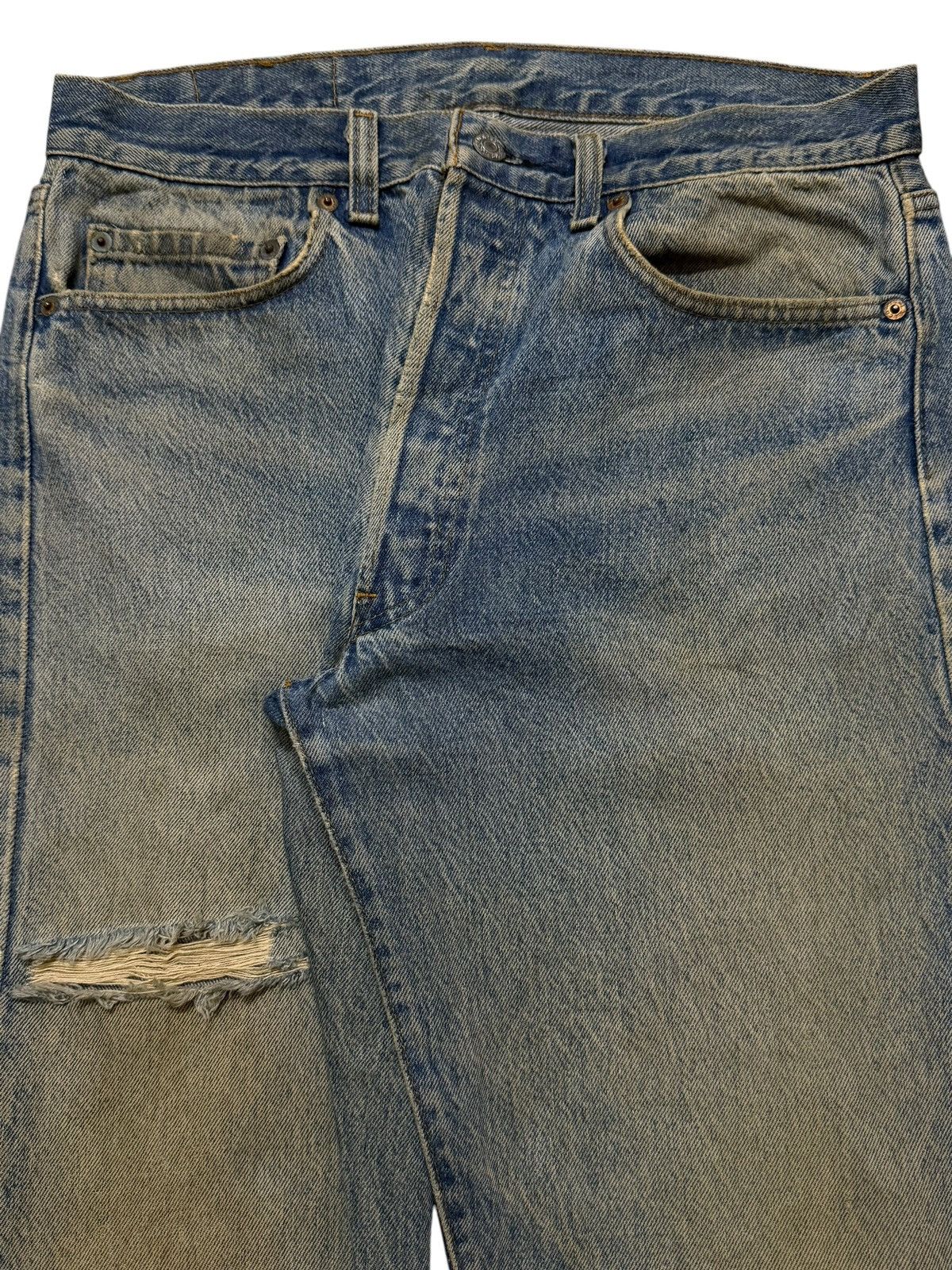 Levi's Vintage 70s Levis 501 Blue Mud Wash Distressed Straight Leg Size US 31 - 3 Thumbnail