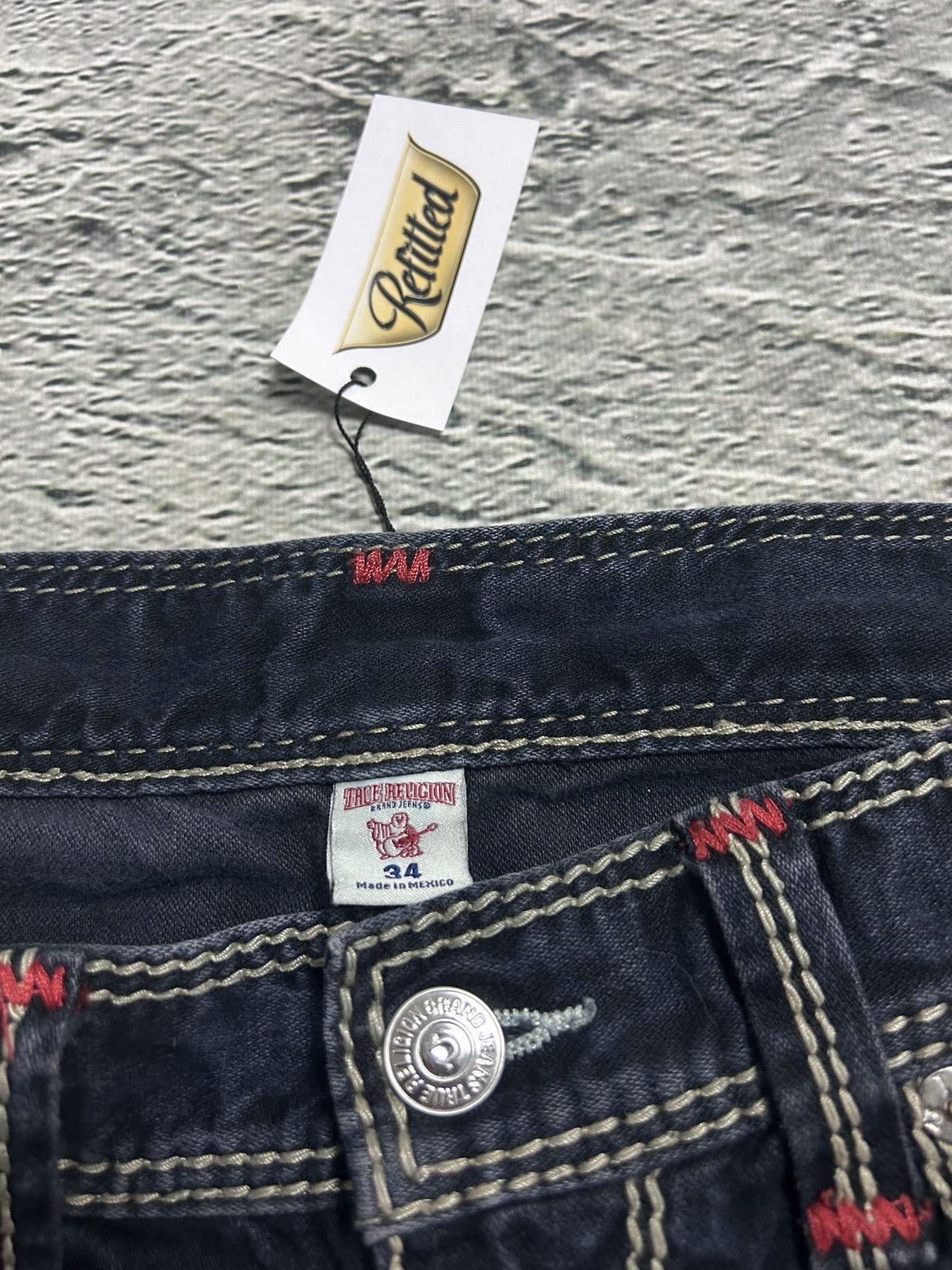 True Religion True Religion VAMP navy blue jeans red stitch contrast Y2K Size US 34 / EU 50 - 8 Thumbnail