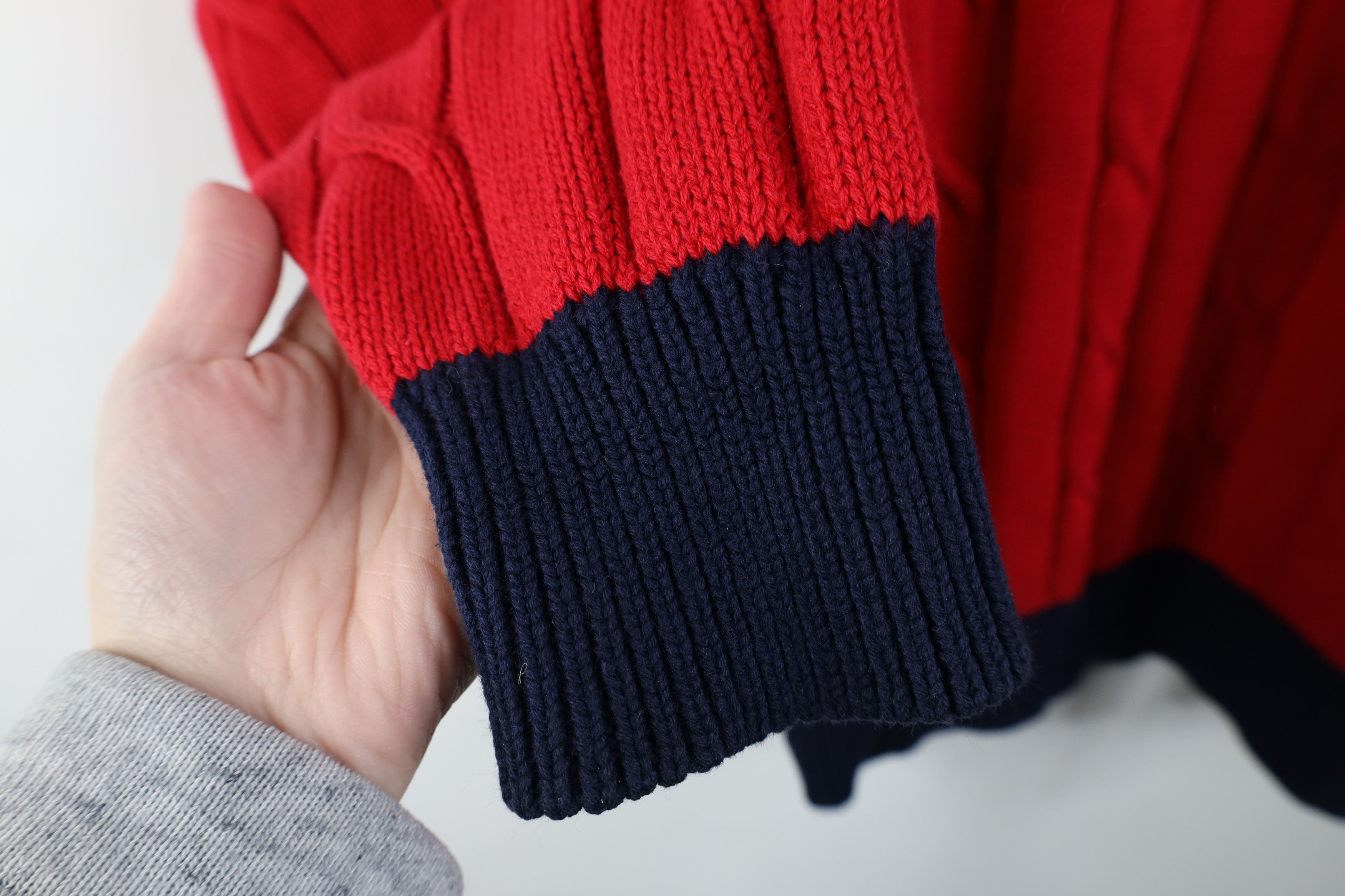 Vintage Vintage 90s Streetwear Chunky Ribbed Cable Knit Sweater Red Size US L / EU 52-54 / 3 - 8 Thumbnail