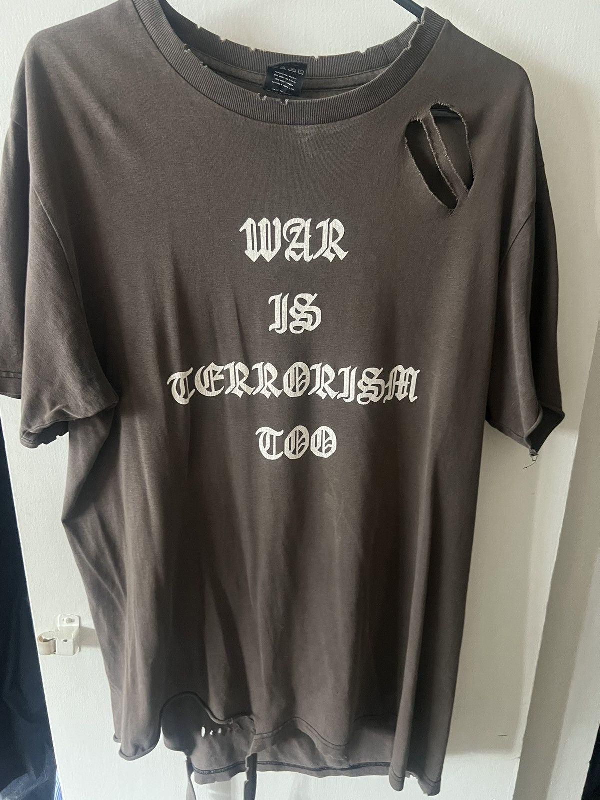 image of Number N Ine Number Nine War Is Terrorism in Brown, Men's (Size Large)