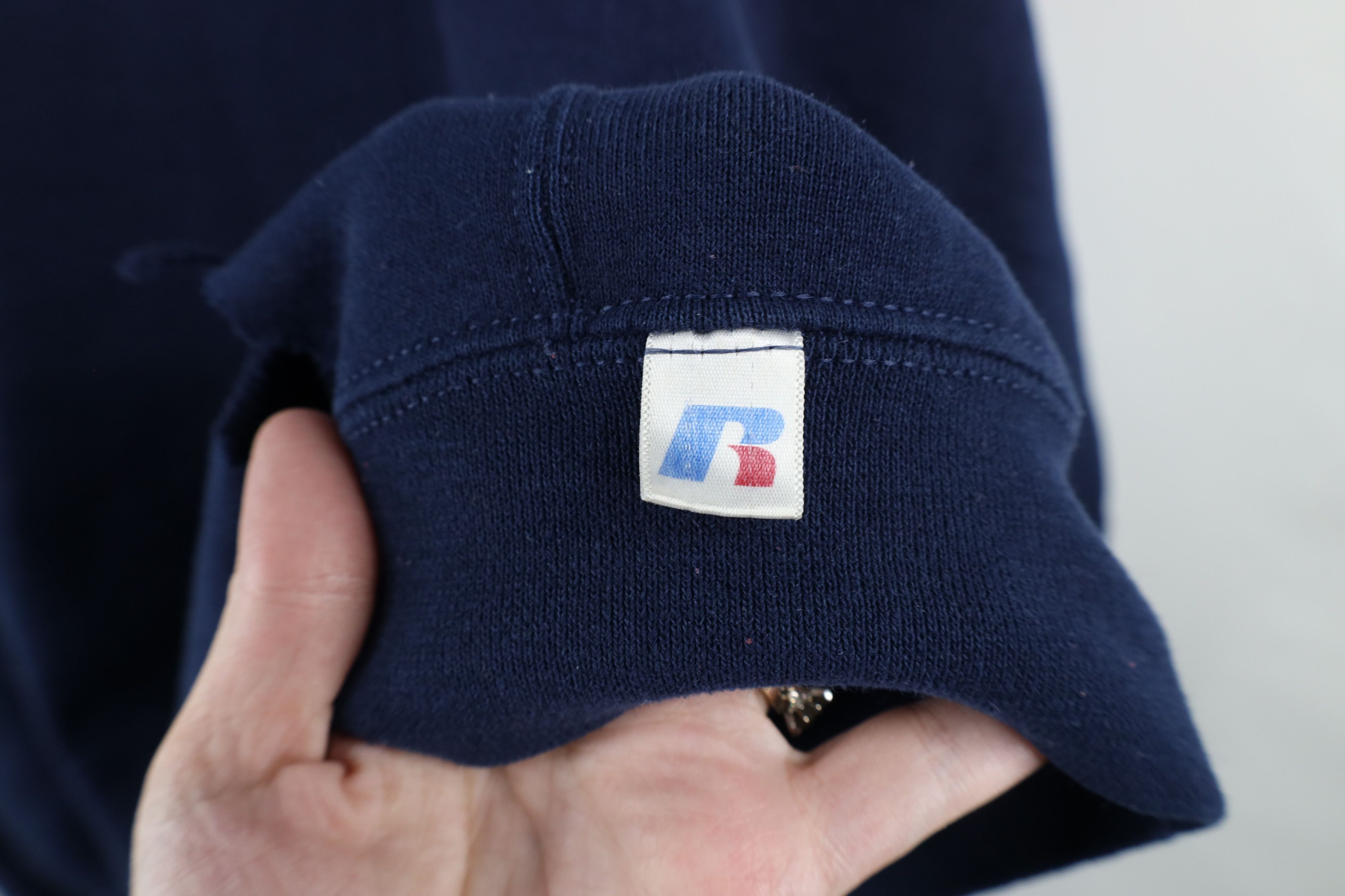 Russell Athletic Vintage 90s Russell Athletic Blank Hoodie Sweatshirt Blue Size US XXL / EU 58 / 5 - 4 Thumbnail