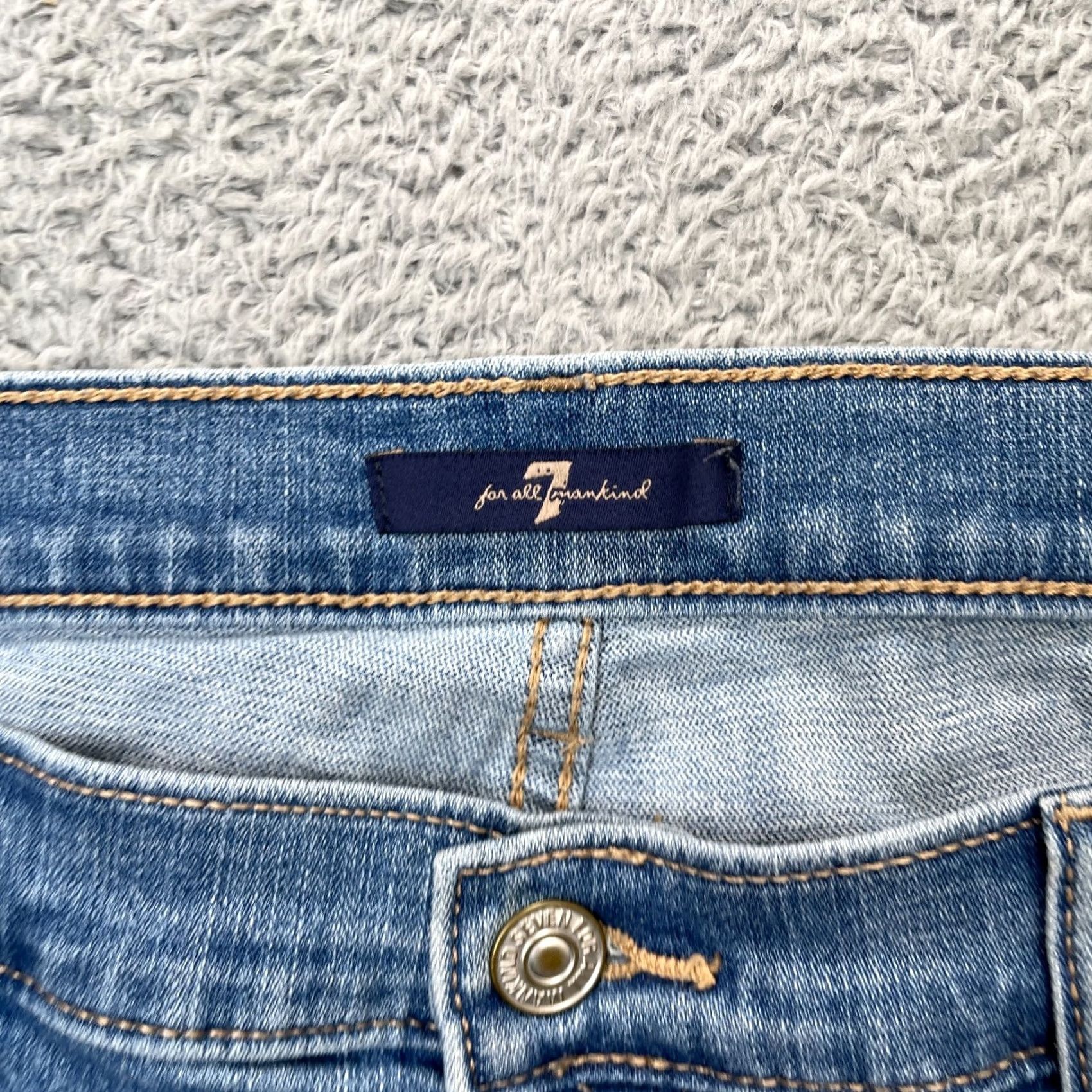 7 For All Mankind 7 For All Mankind Jeans Womens 31 Blue Tapered Leg Whisker Denim Cotton Stretch Regular 5-Pocket Mens? Womens Size 24" / US 00 / IT 34 - 3 Thumbnail