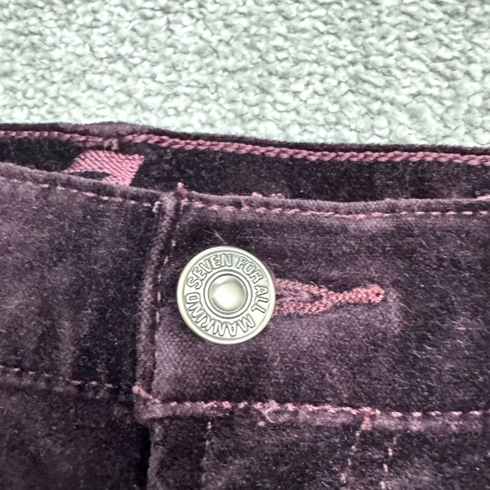 7 For All Mankind 7 For All Mankind Skinny Pants Women 29 Purple Mid Rise Velvet Stretch 30x30 Size 29" - 3 Thumbnail