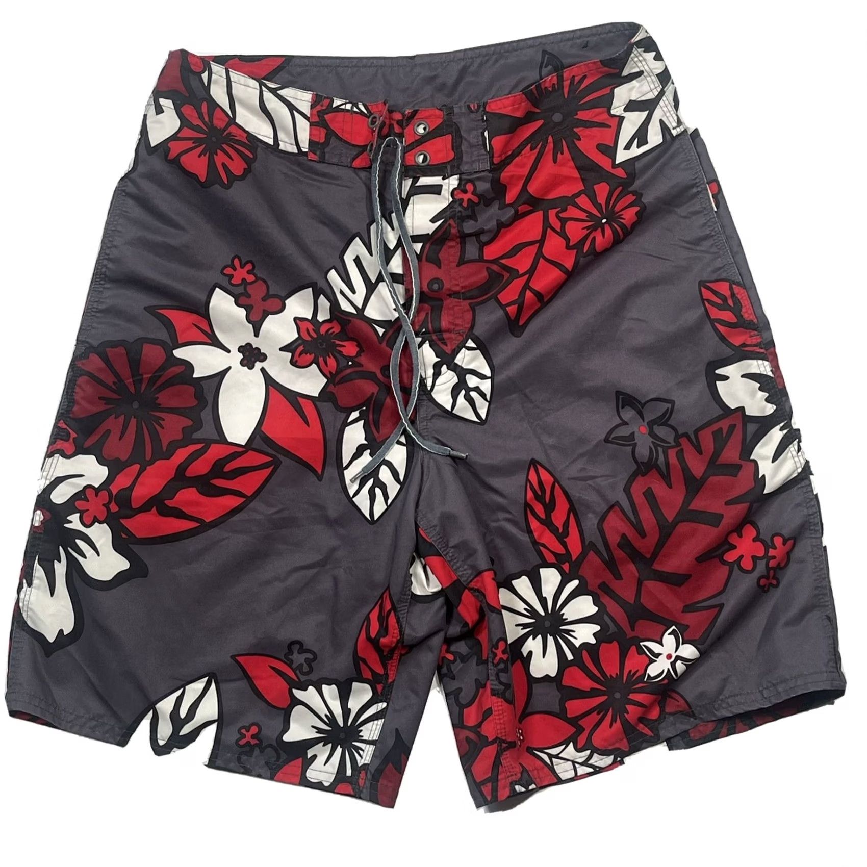 Vintage No Boundaries Swim Trunks Shorts Men’s Size 30 Gray Red White Athletic Polyester Size US 30 / EU 46 - 2 Thumbnail