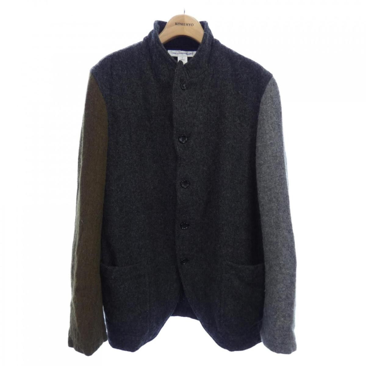 Comme des Garcons SHIRT Jacket Wool Button Up Patch Pocket Plain Grayish Khaki Size US L / EU 52-54 / 3 - 1 Thumbnail
