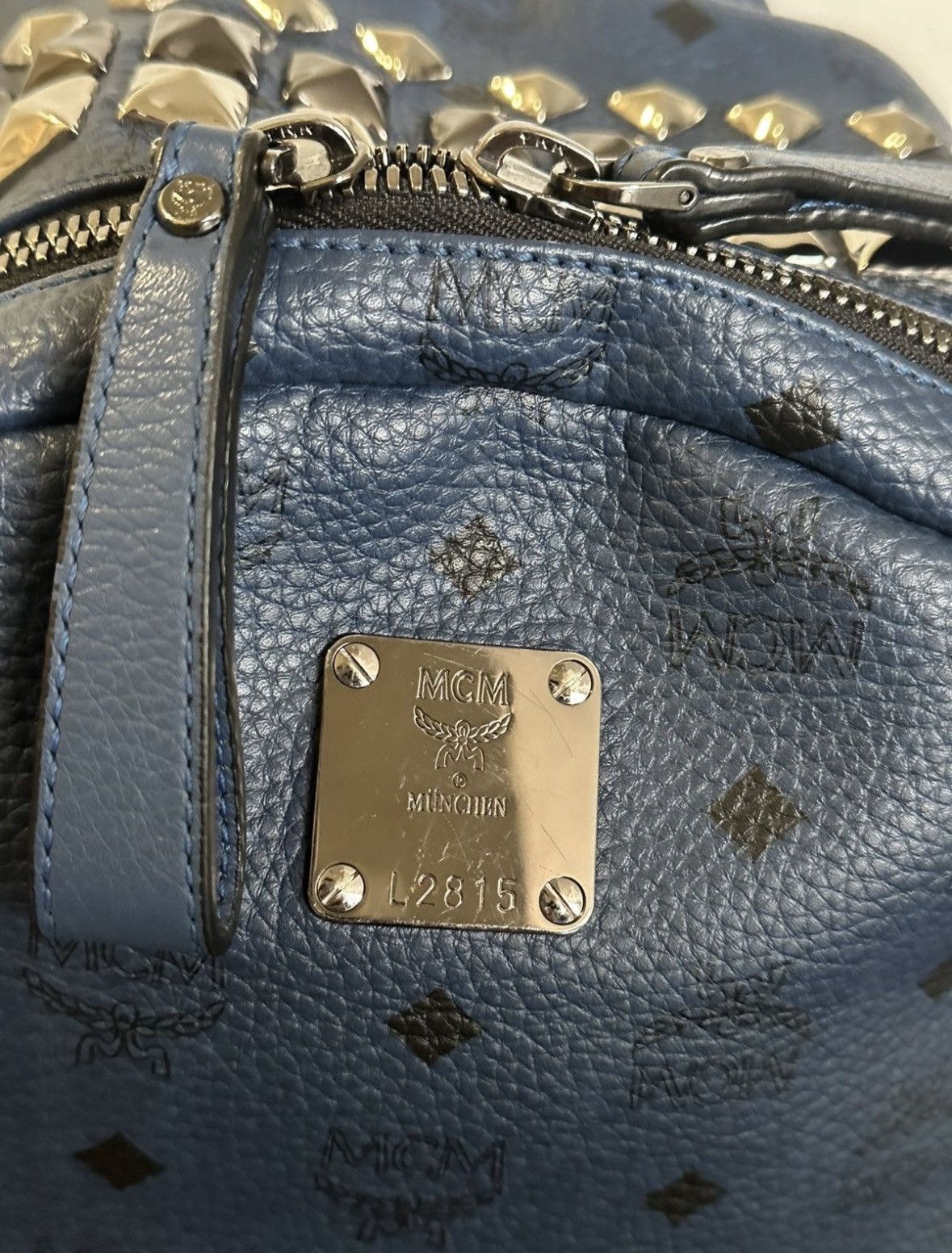 MCM Blue mcm studded full size backpack Size ONE SIZE - 3 Thumbnail