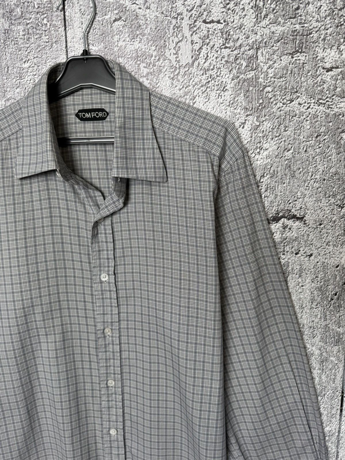 Tom Ford Tom Ford 94S1JE Grey Plaid Button Up Shirt Long Sleeve Men’s Size US L / EU 52-54 / 3 - 3 Thumbnail