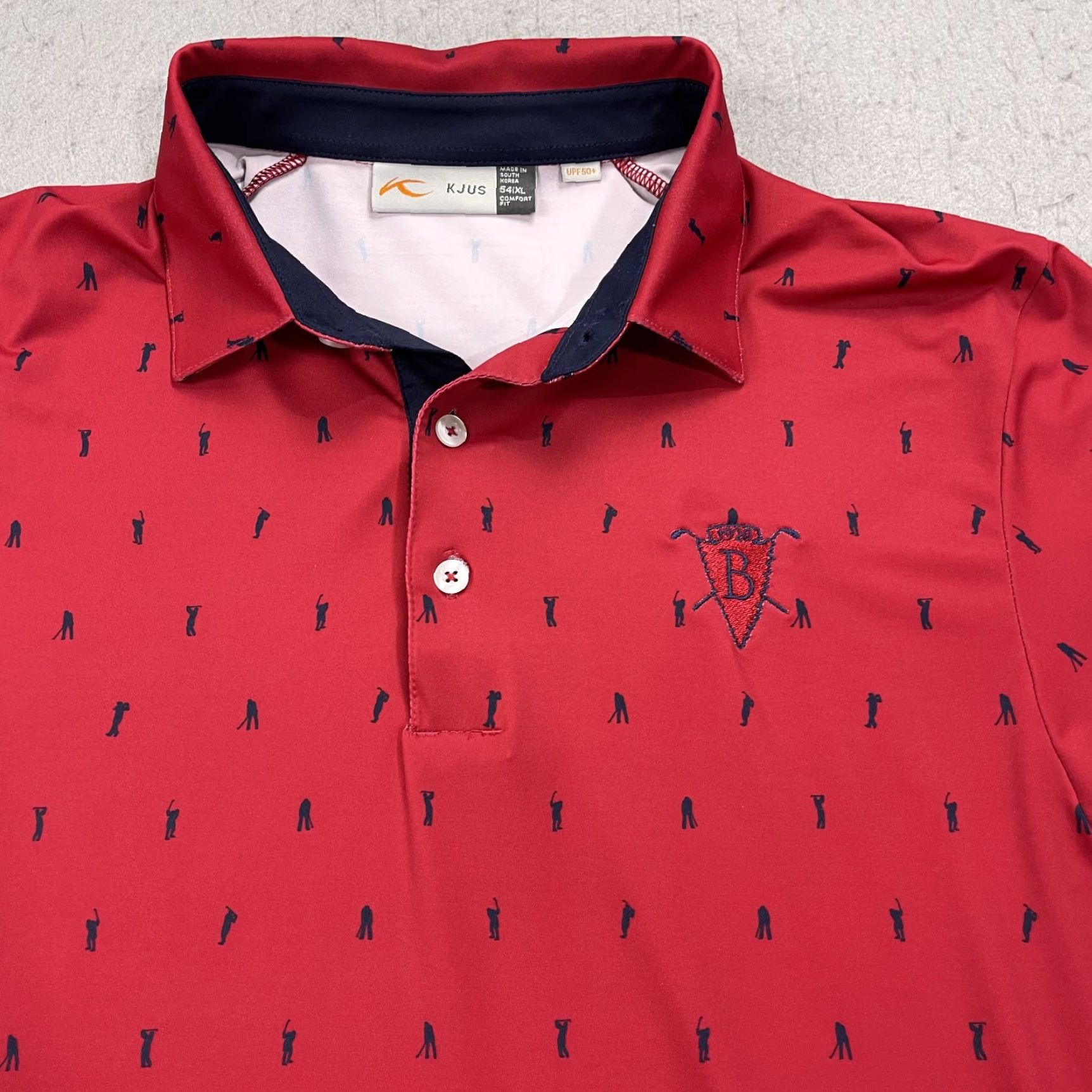 KJUS KJUS Polo Shirt Mens XL 54 Red Golf Performance Button Collared Short Sleeve Geometric Logo Casual Activewear Butterfield Country Club Size US XL / EU 56 / 4 - 2 Thumbnail