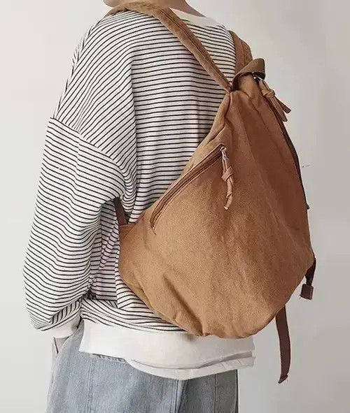 Japanese Brand Retro y2k irregular canvas backpack aesthetic Size ONE SIZE - 3 Thumbnail