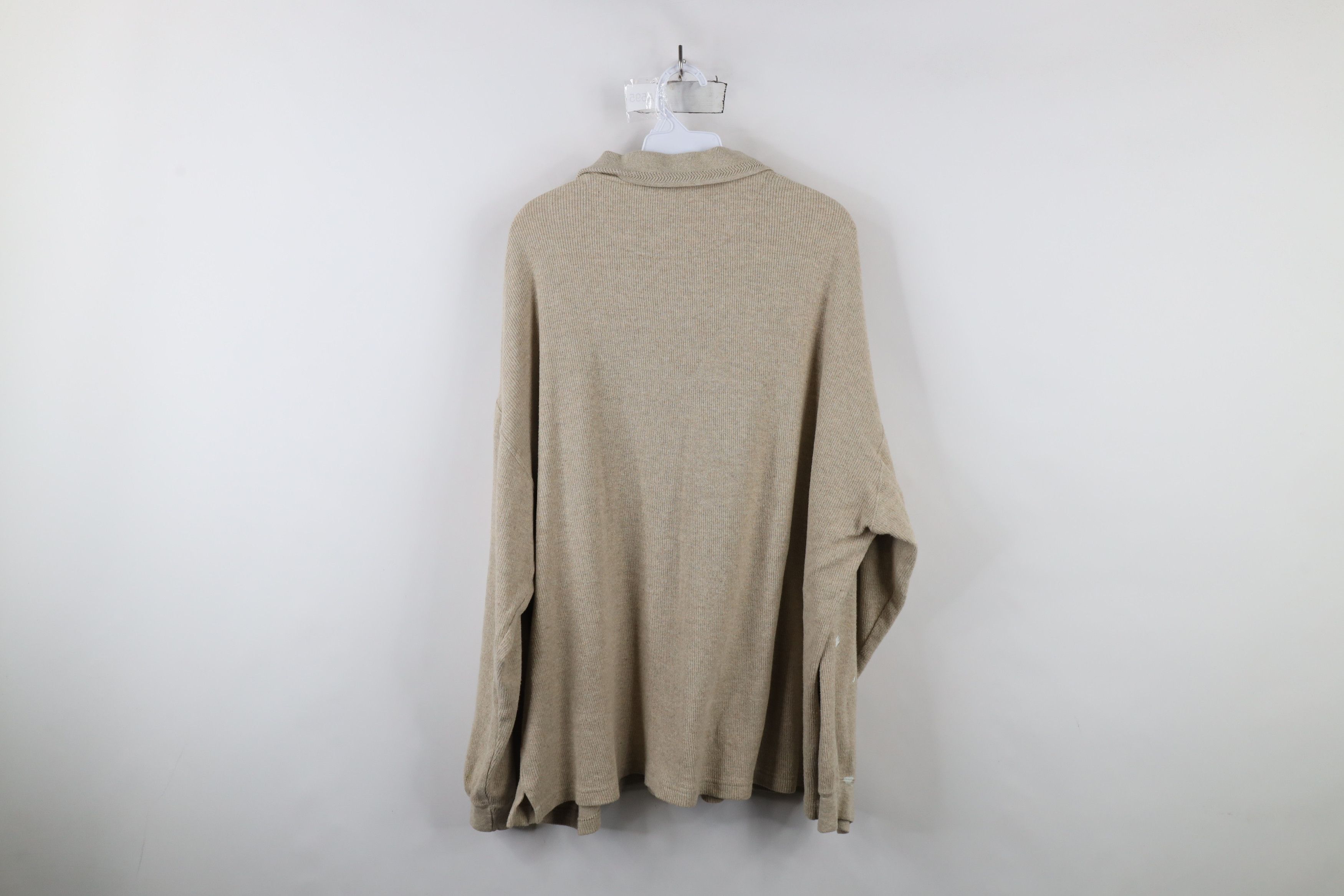 Vintage Vintage 90s Streetwear Ribbed Knit Long Sleeve Polo Shirt Size US XXL / EU 58 / 5 - 11 Thumbnail